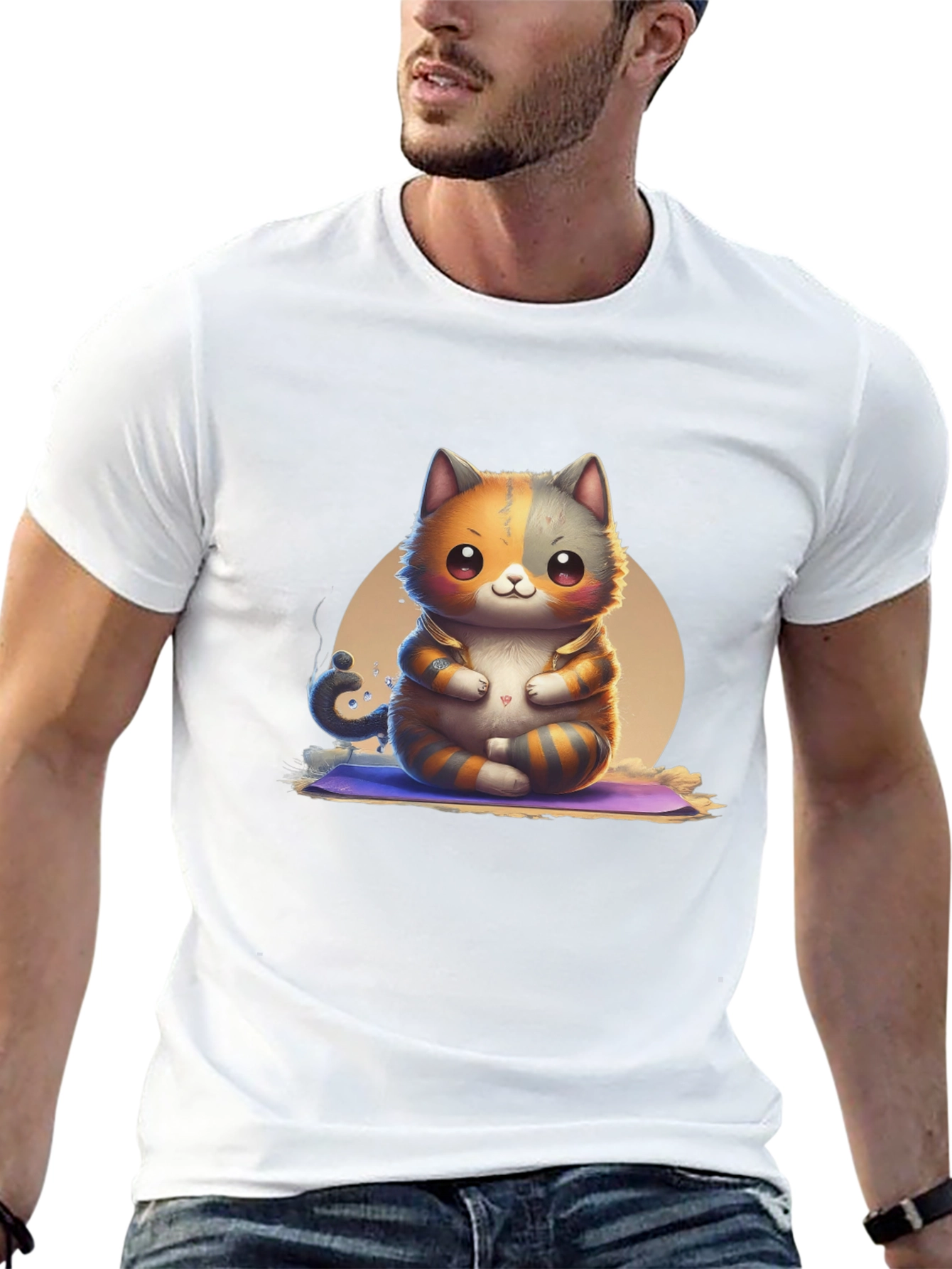 Zen Cat T-Shirt: Meditating Kitten Design