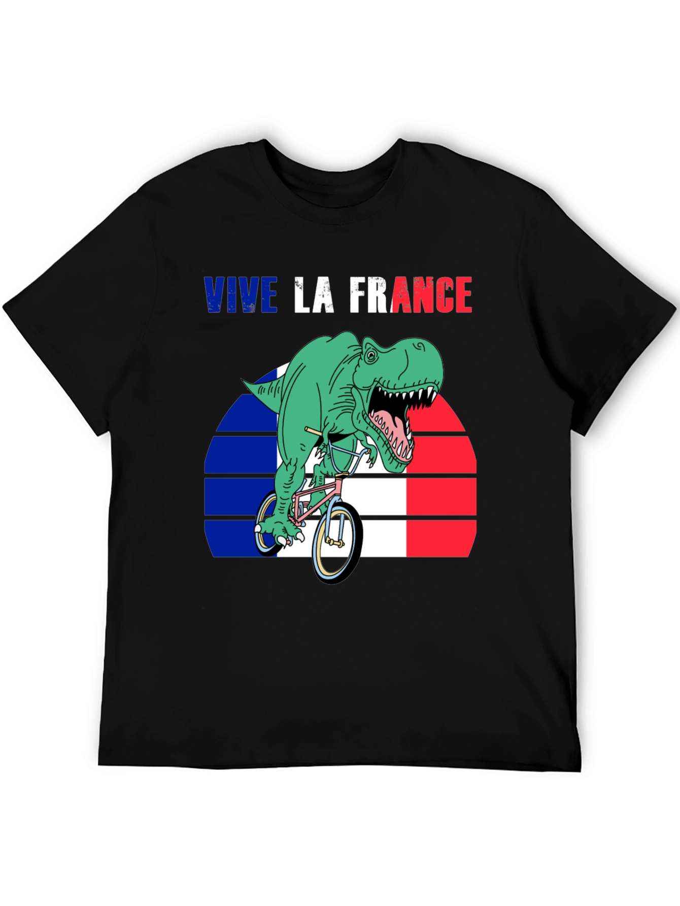Vive la France Dinosaur T-Rex Bike French Flag Tee