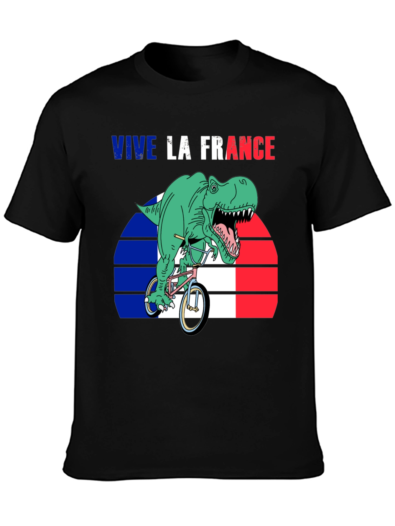 Vive la France Dinosaur T-Rex Bike French Flag Tee