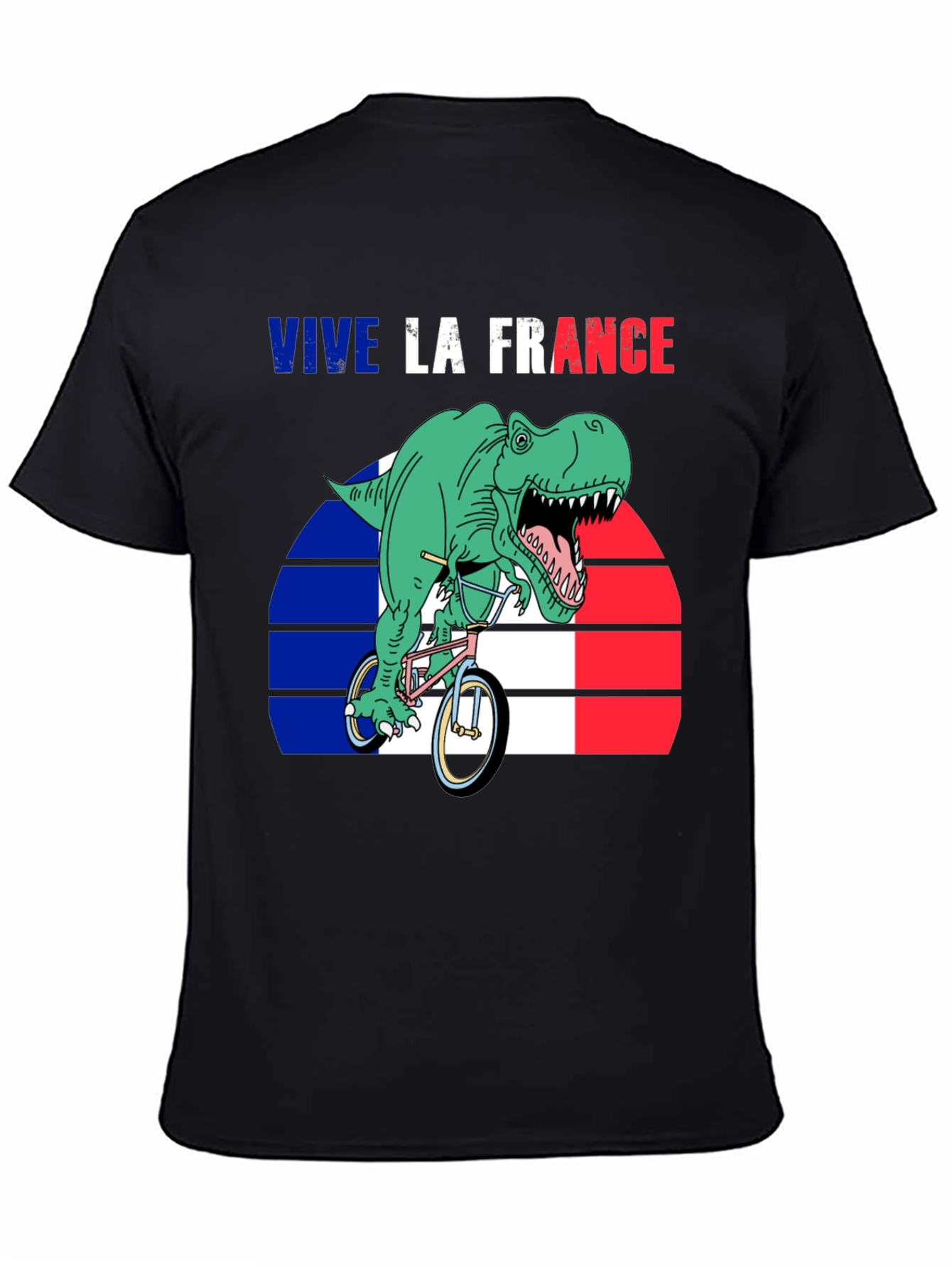 Vive la France Dinosaur T-Rex Bike French Flag Tee
