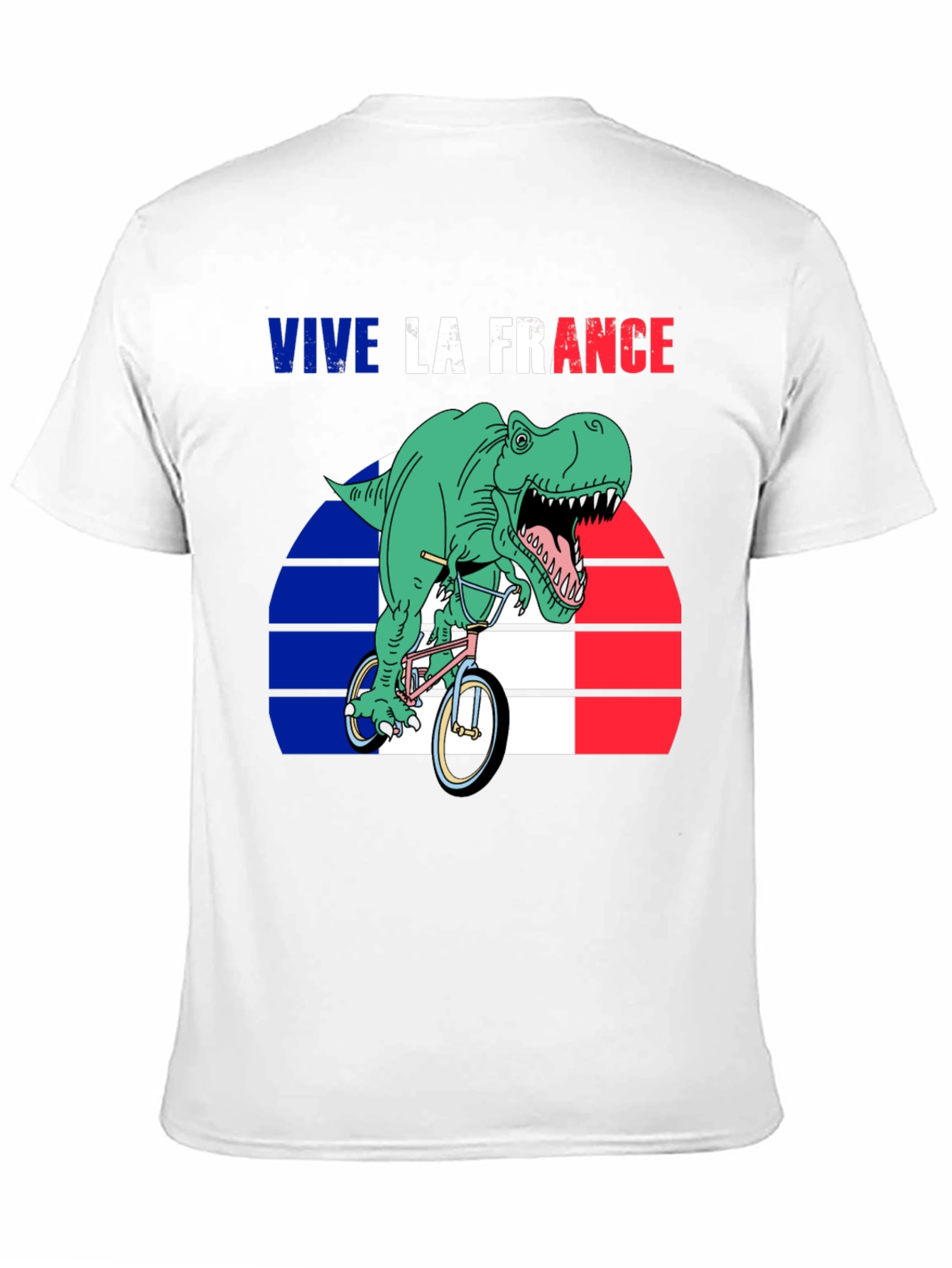 Vive la France Dinosaur T-Rex Bike French Flag Tee