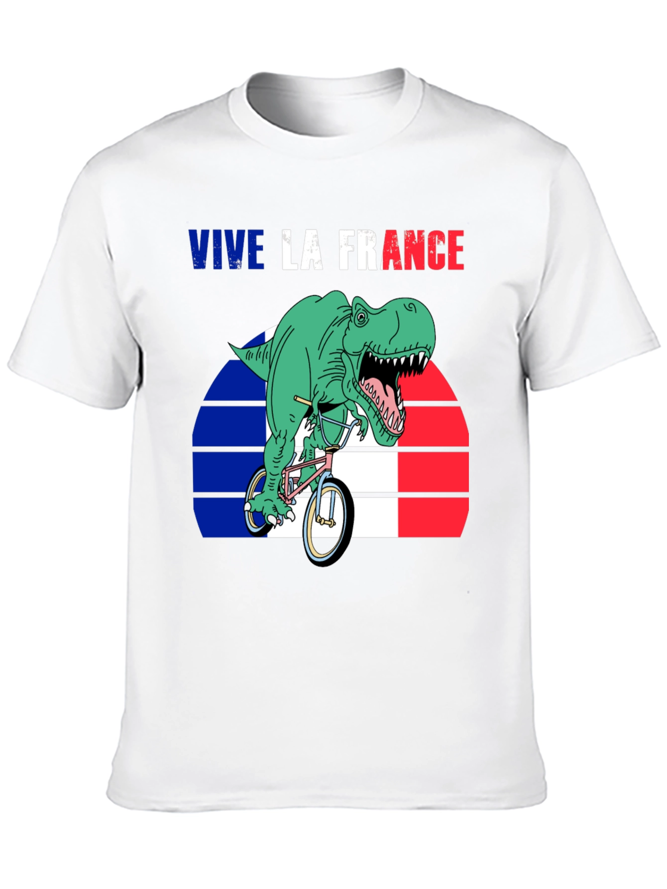 Vive la France Dinosaur T-Rex Bike French Flag Tee