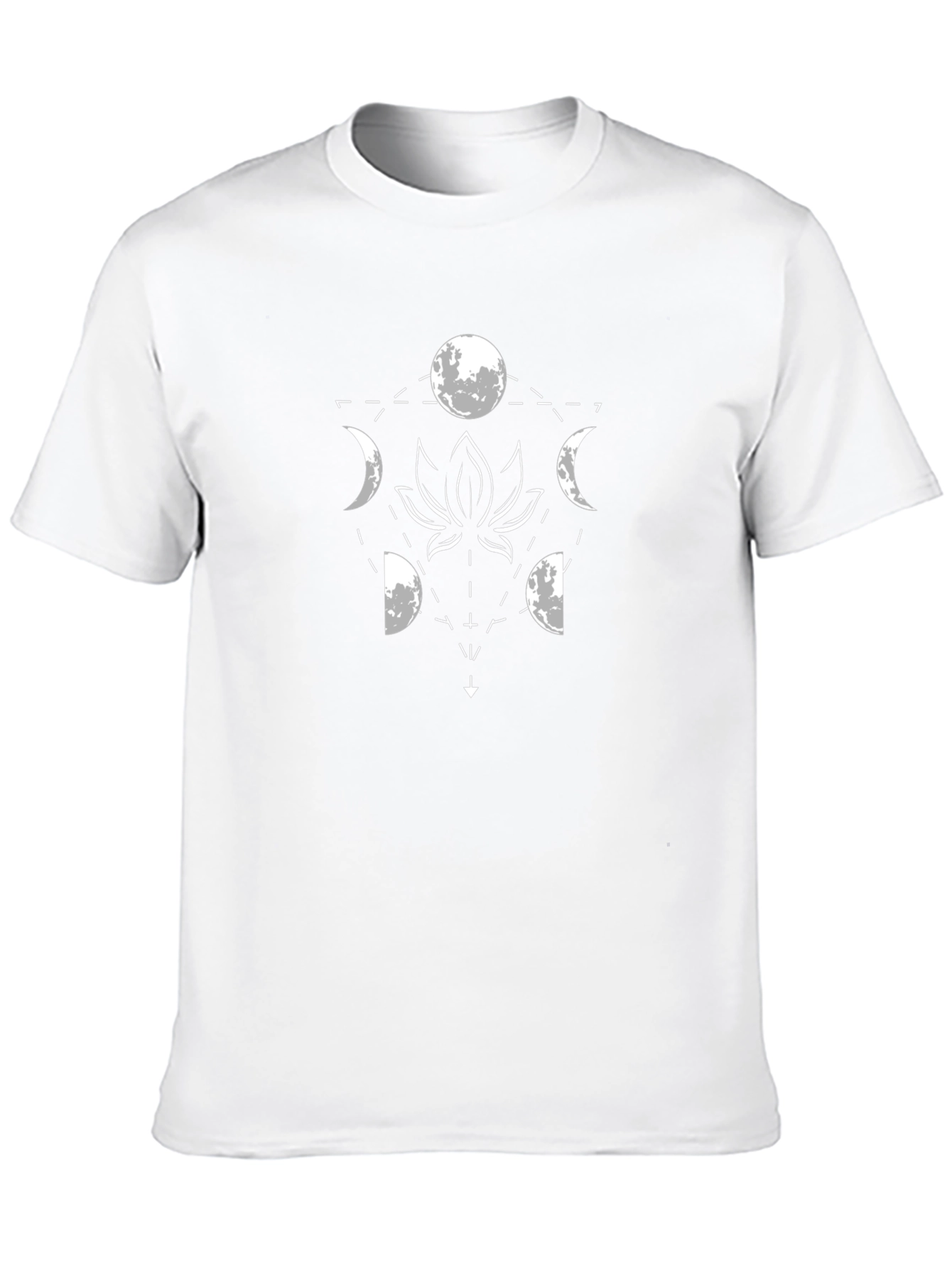 Lunar Lotus Black T-Shirt - Geometric Moon Phase Design