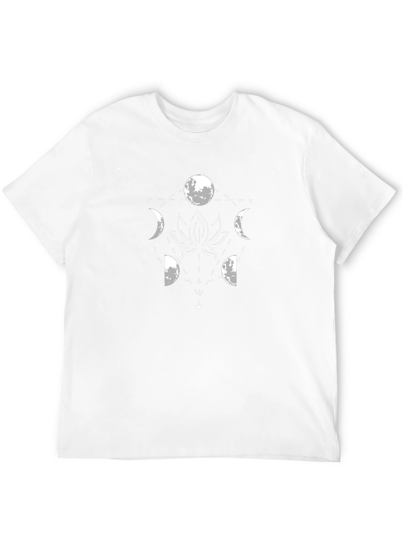 Lunar Lotus Black T-Shirt - Geometric Moon Phase Design