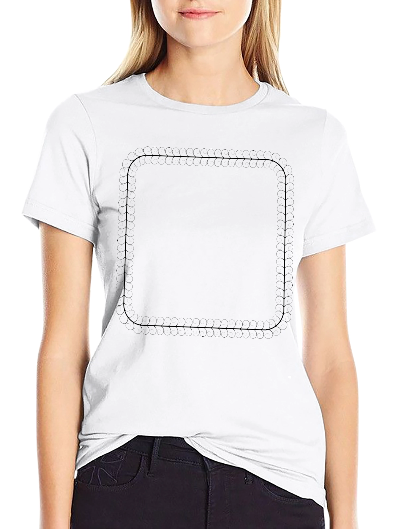 Mens Black Rounded Square Graphic Tee