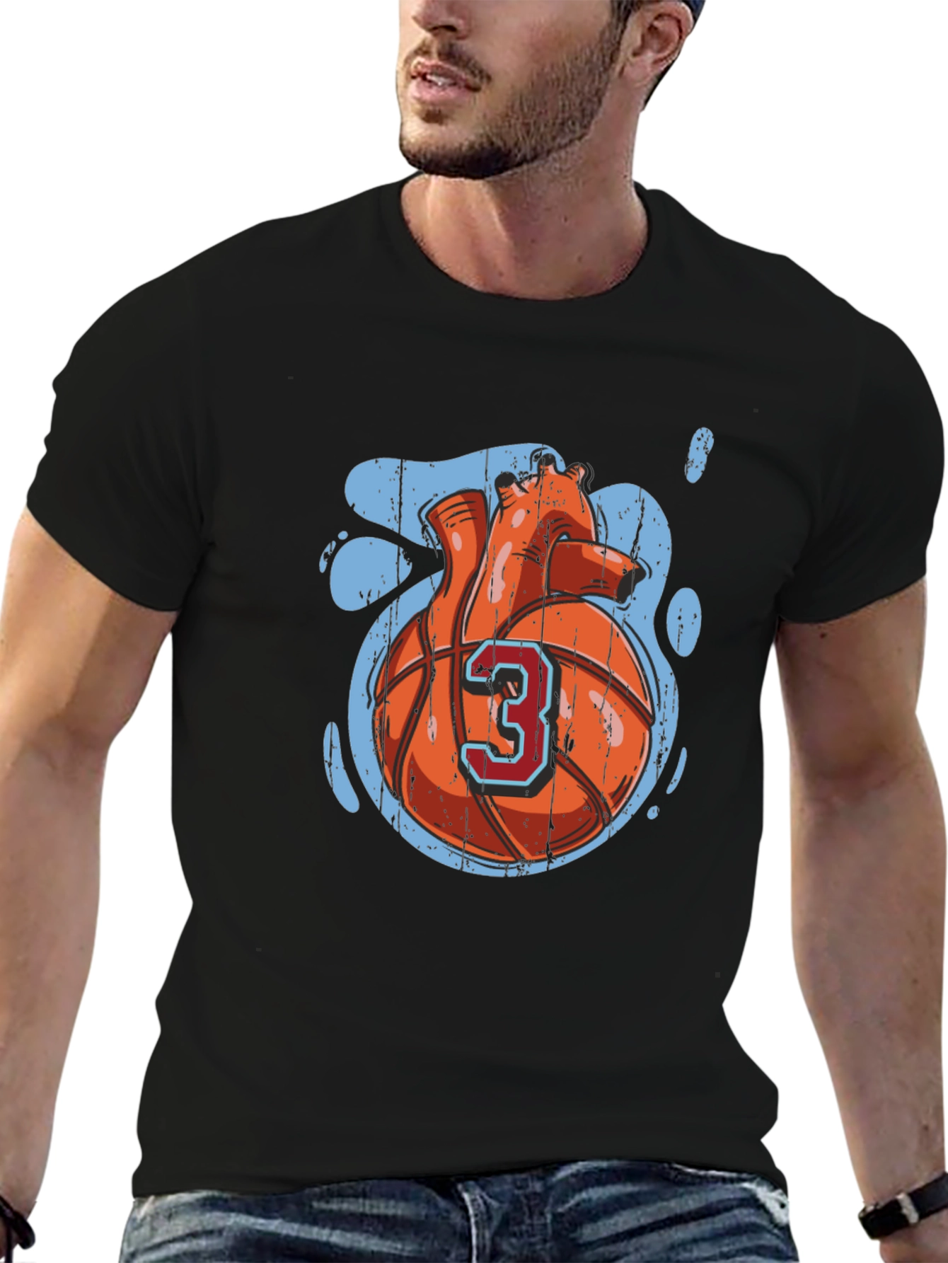 Heart Basketball T-Shirt - Black