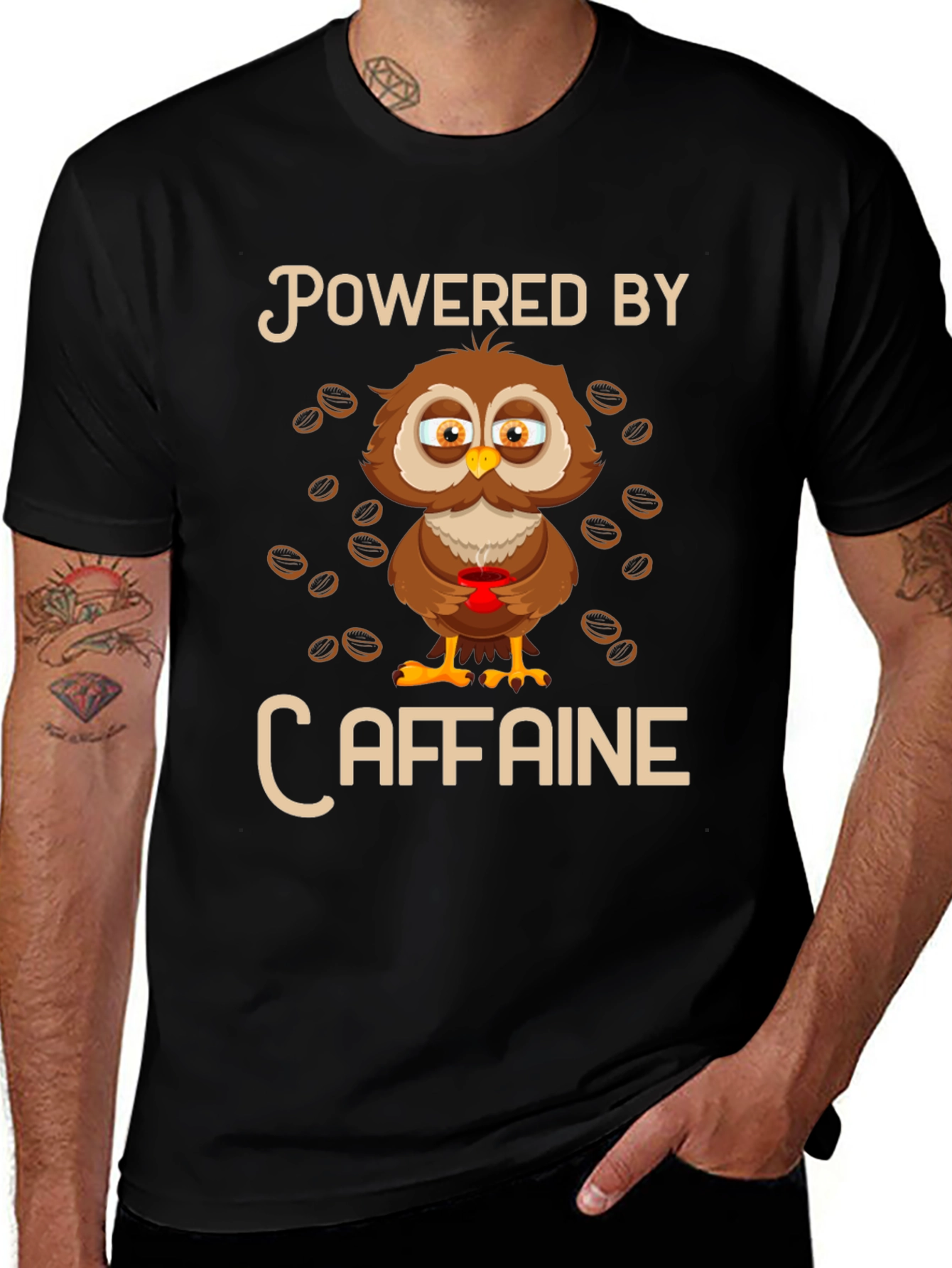 Powered By Caffeine Owl T-Shirt