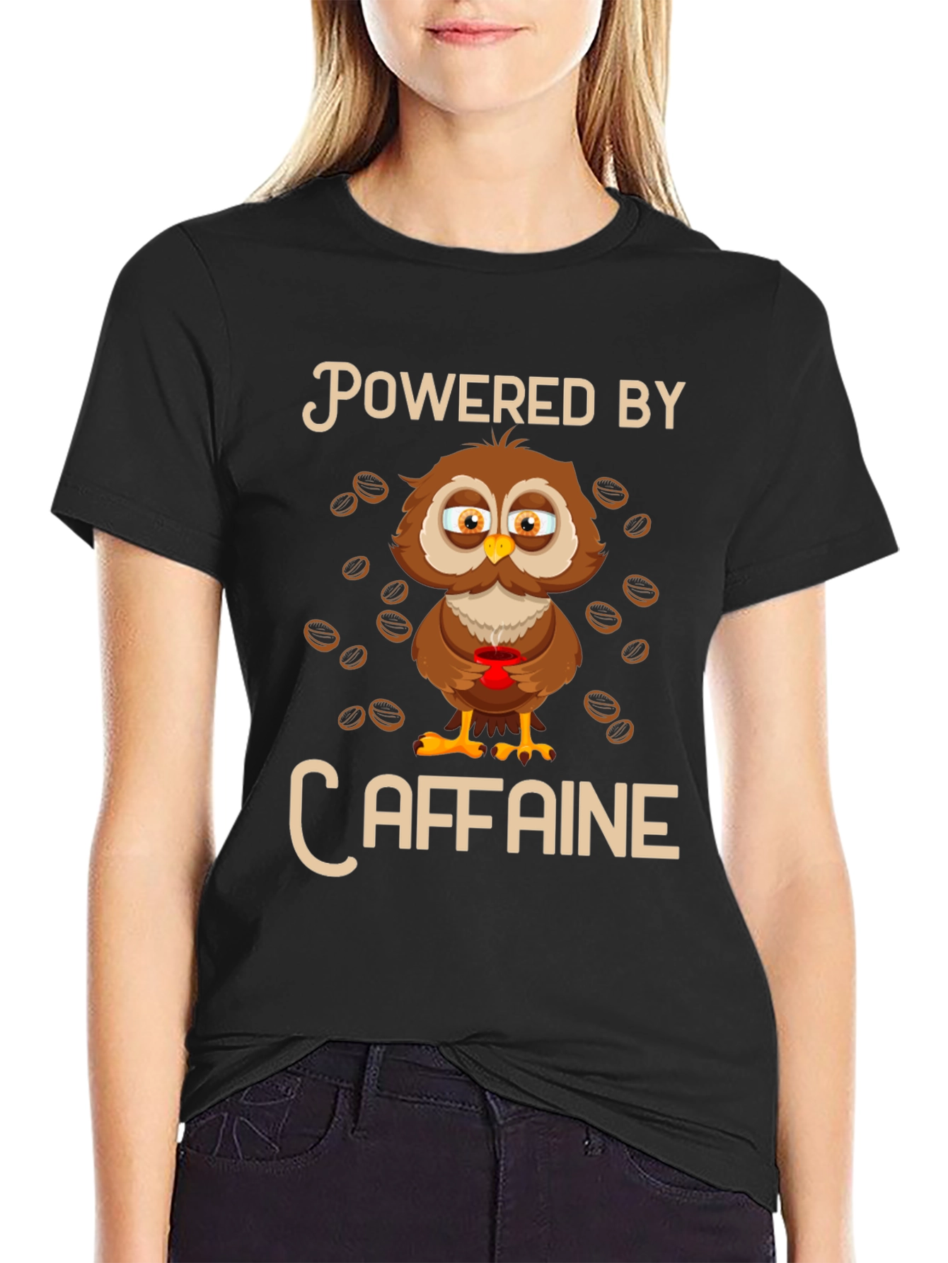 Powered By Caffeine Owl T-Shirt