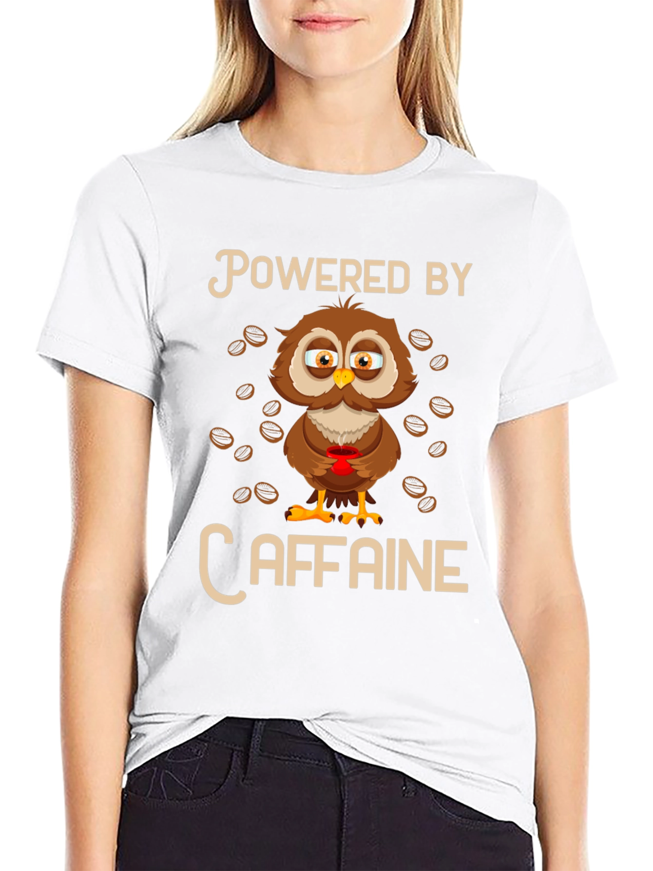 Powered By Caffeine Owl T-Shirt