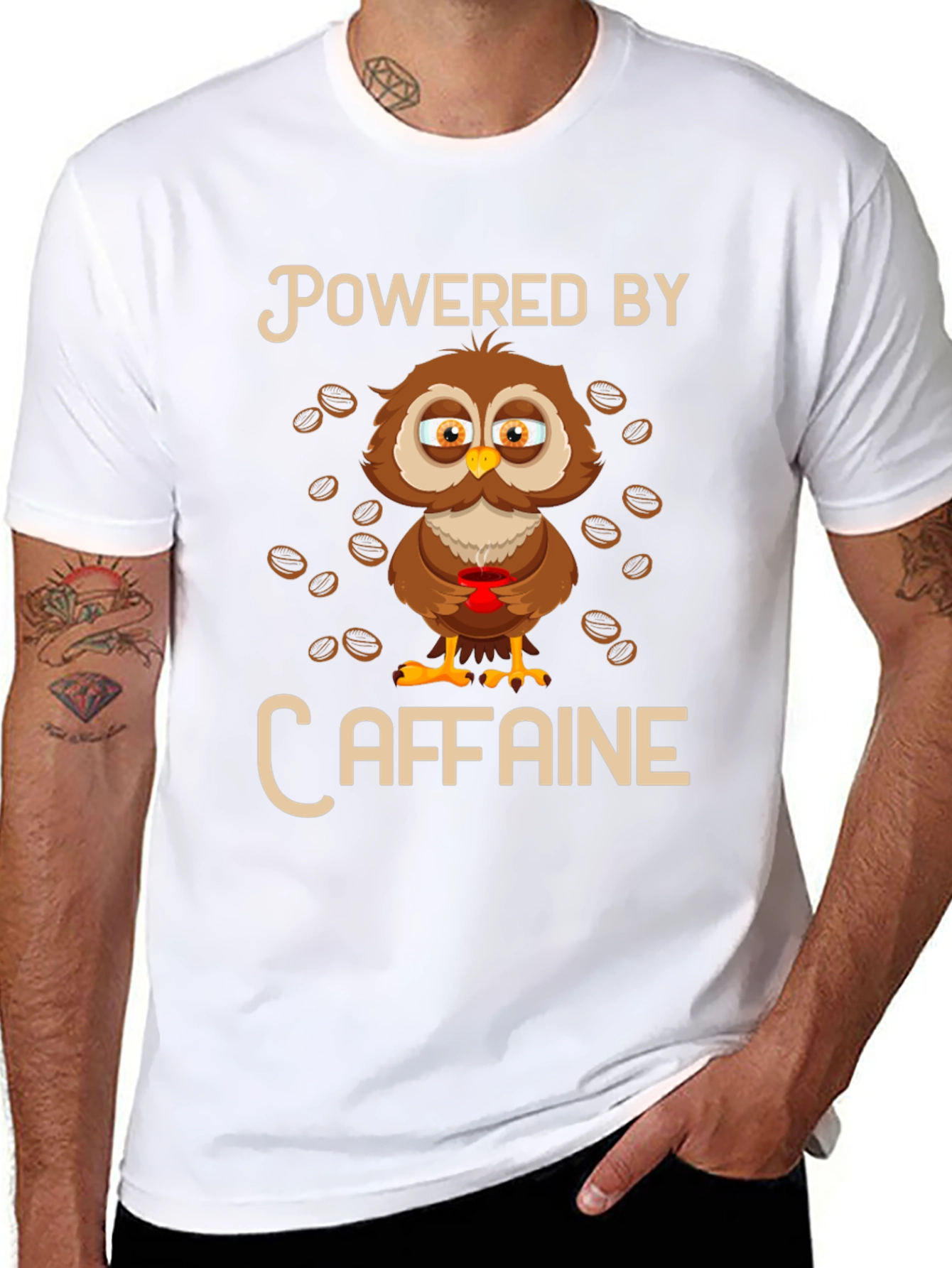 Powered By Caffeine Owl T-Shirt