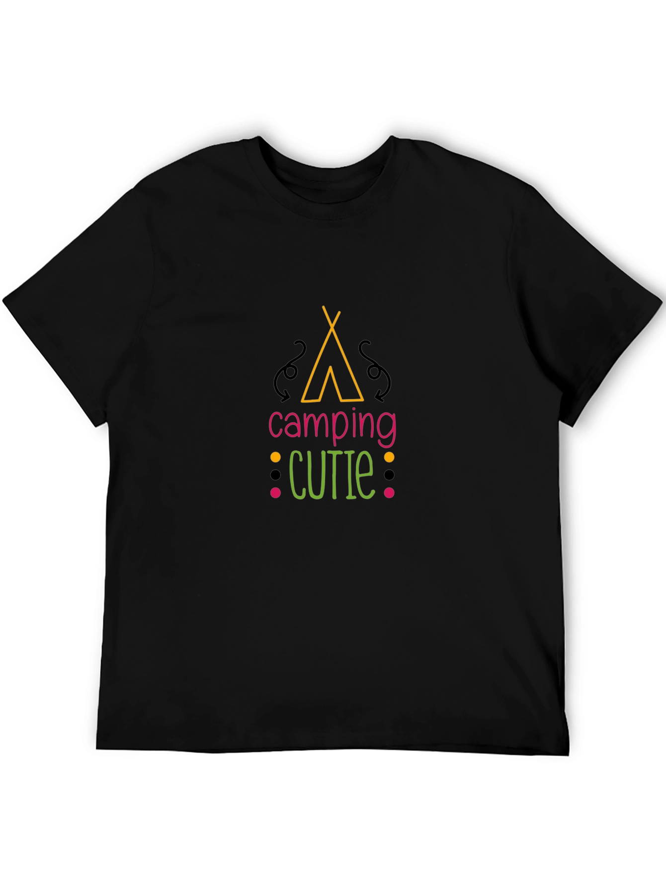 Camping Cutie Graphic Black T-Shirt