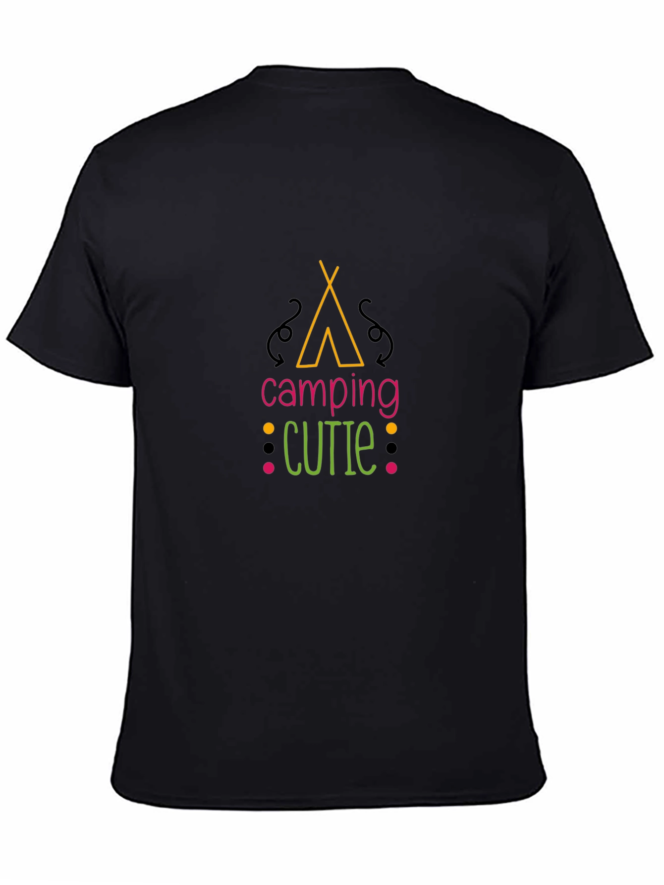 Camping Cutie Graphic Black T-Shirt