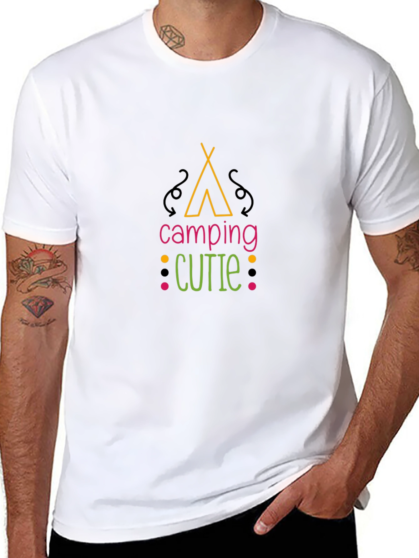 Camping Cutie Graphic Black T-Shirt