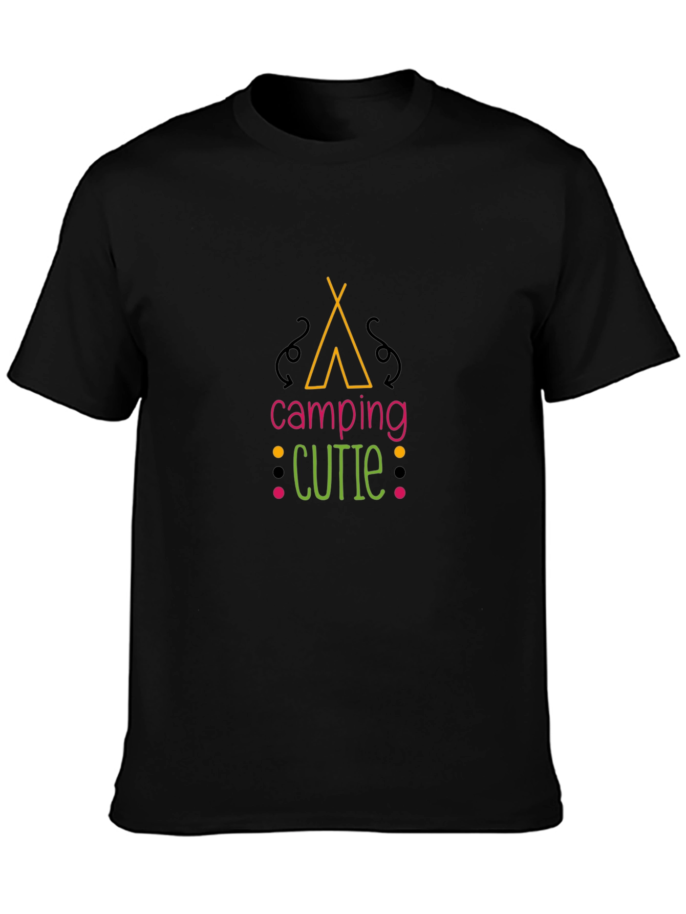 Camping Cutie Graphic Black T-Shirt