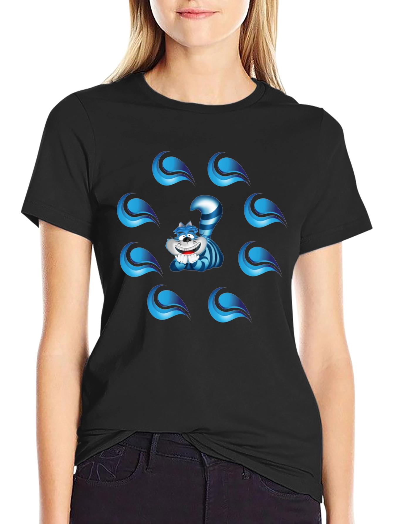 Cheshire Cat Graphic T-Shirt - Mens Black Tee
