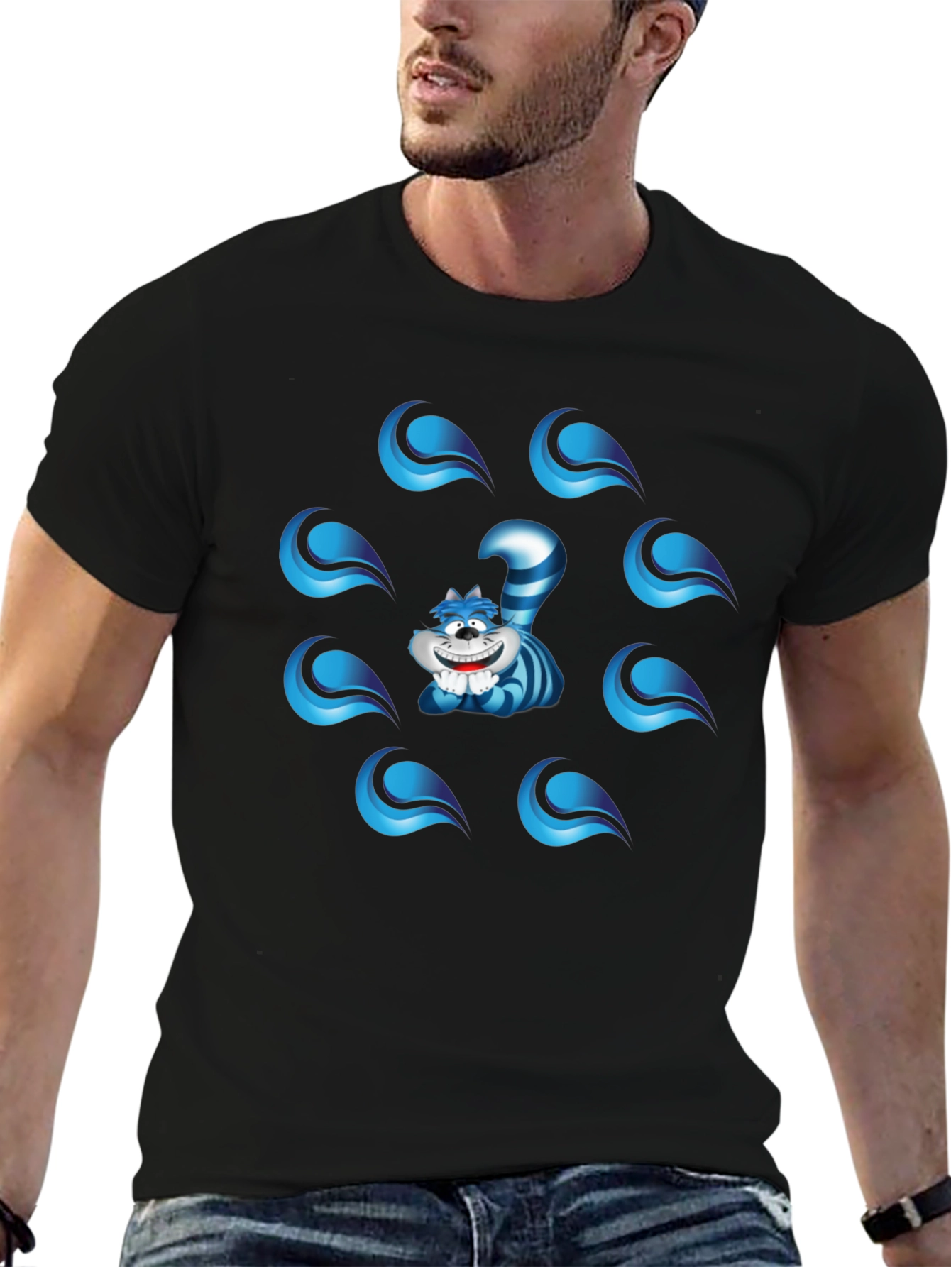 Cheshire Cat Graphic T-Shirt - Mens Black Tee