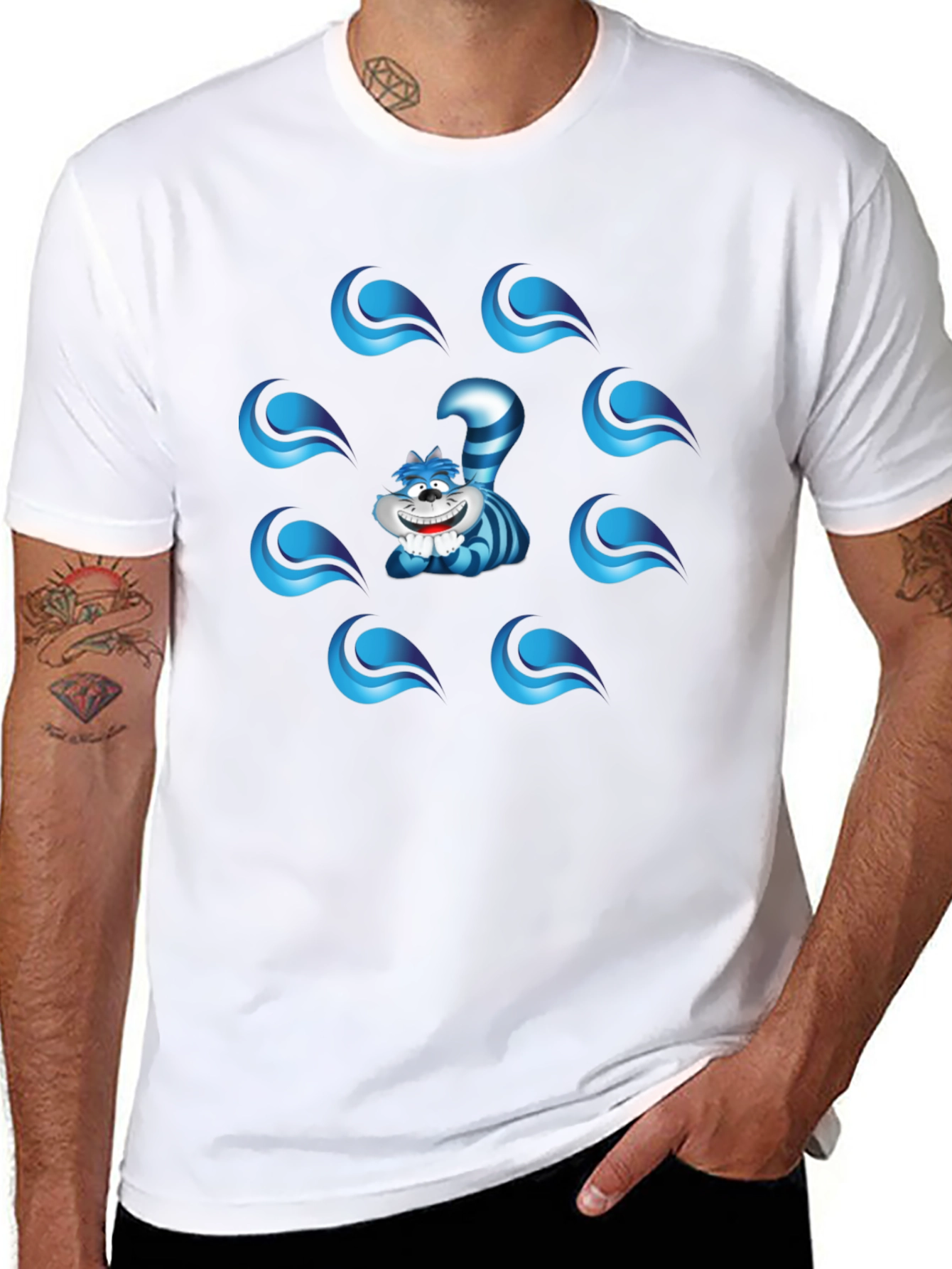 Cheshire Cat Graphic T-Shirt - Mens Black Tee