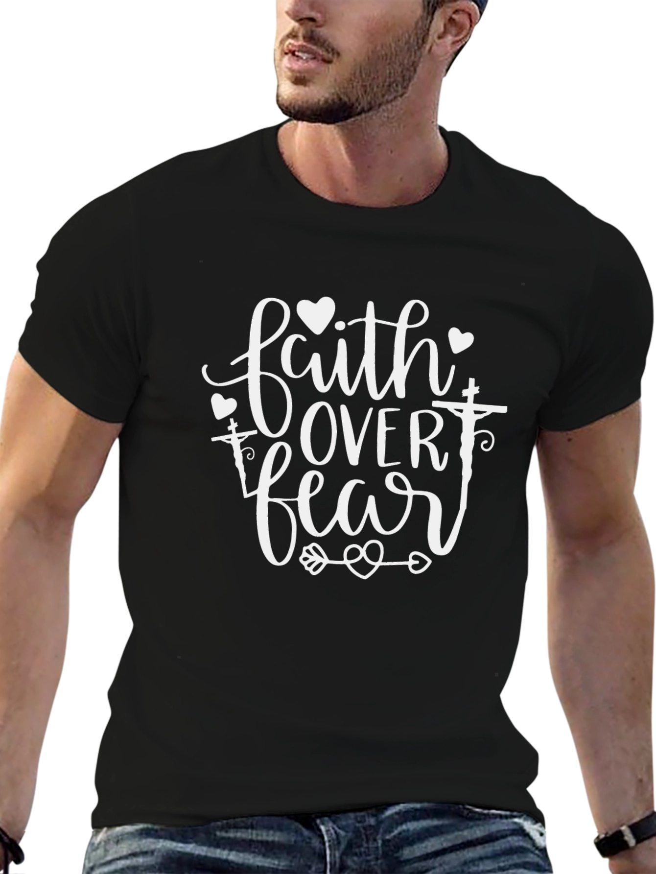 Faith Over Fear Black Graphic Tee