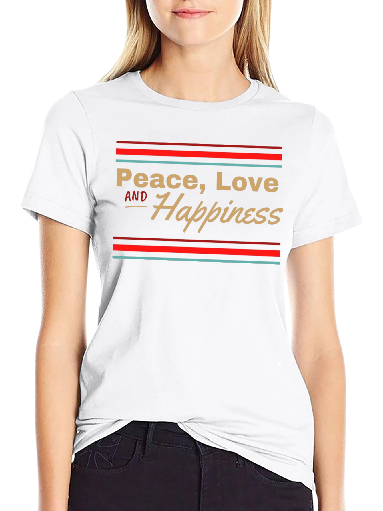 Peace Love Happiness T-Shirt - Retro Design