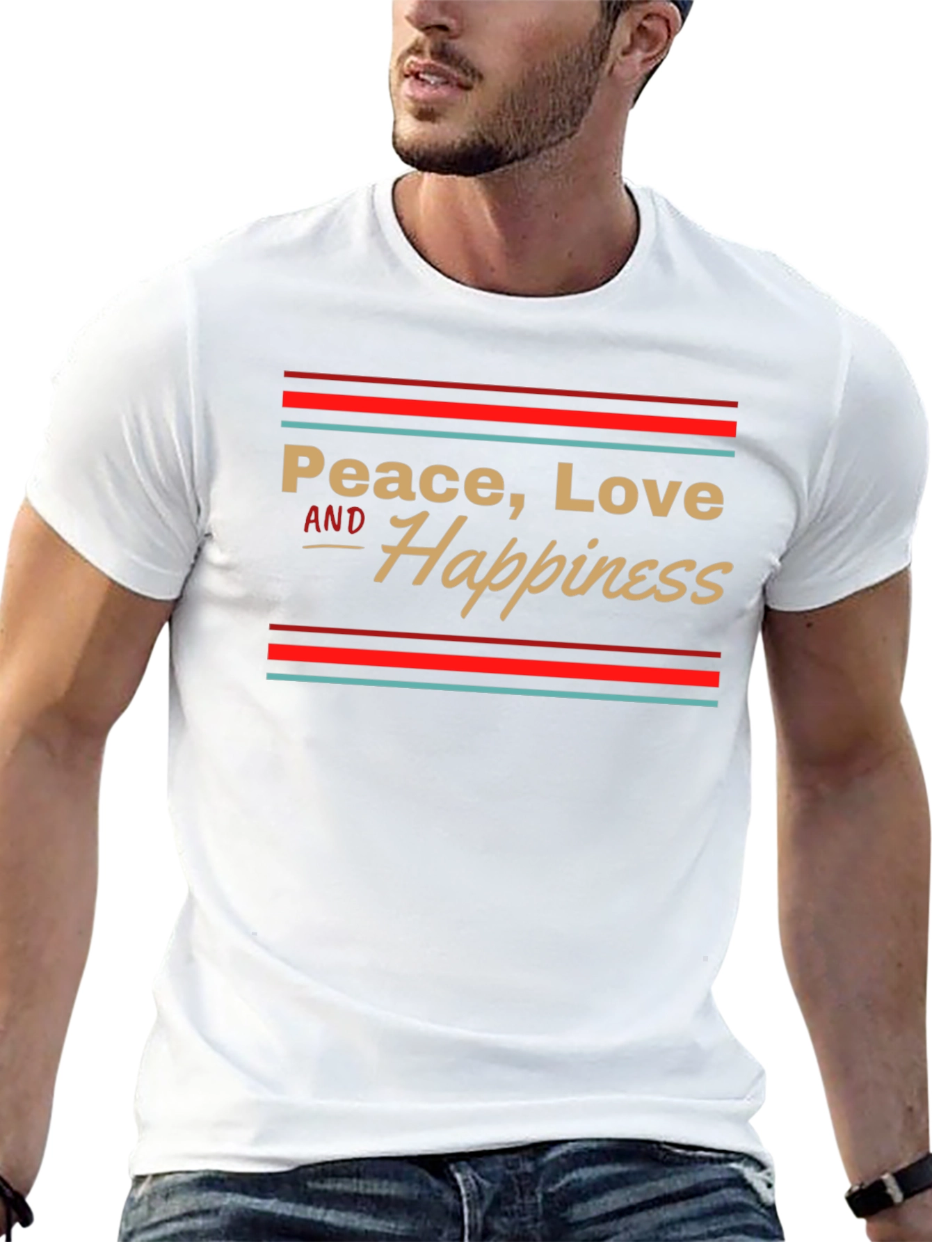 Peace Love Happiness T-Shirt - Retro Design