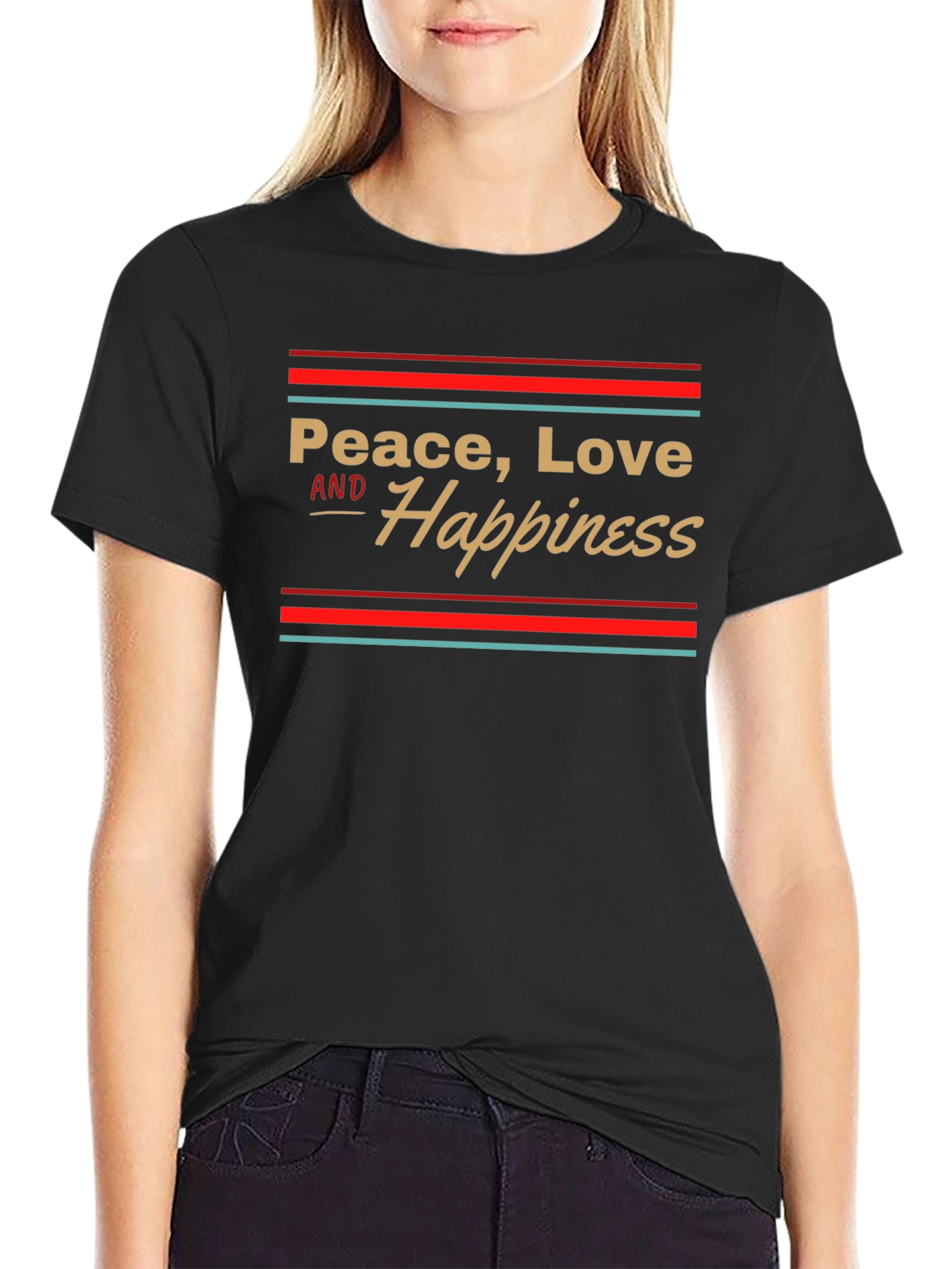 Peace Love Happiness T-Shirt - Retro Design