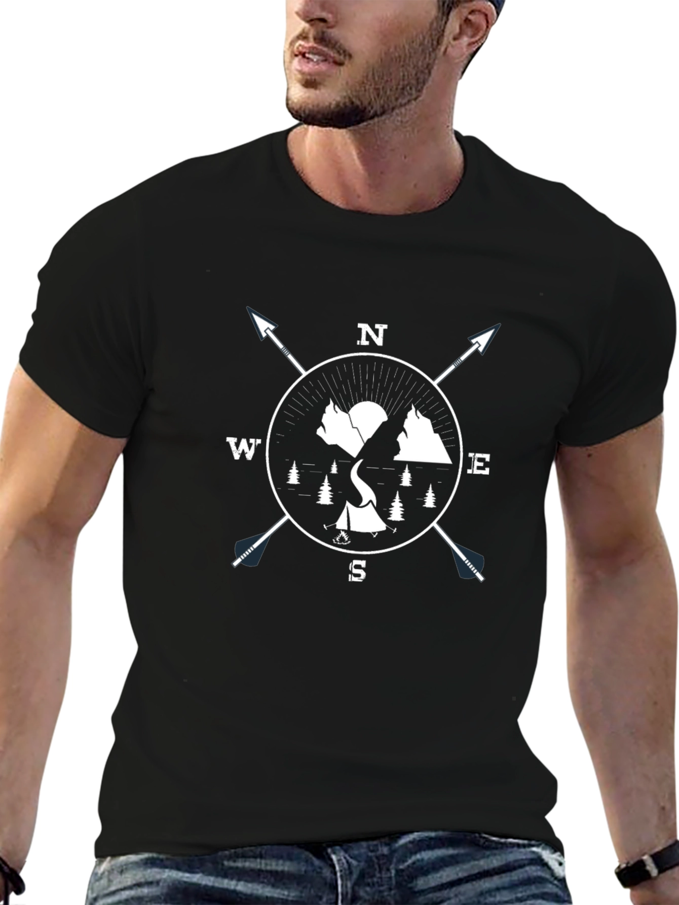 Adventure Compass Graphic Tee - Black