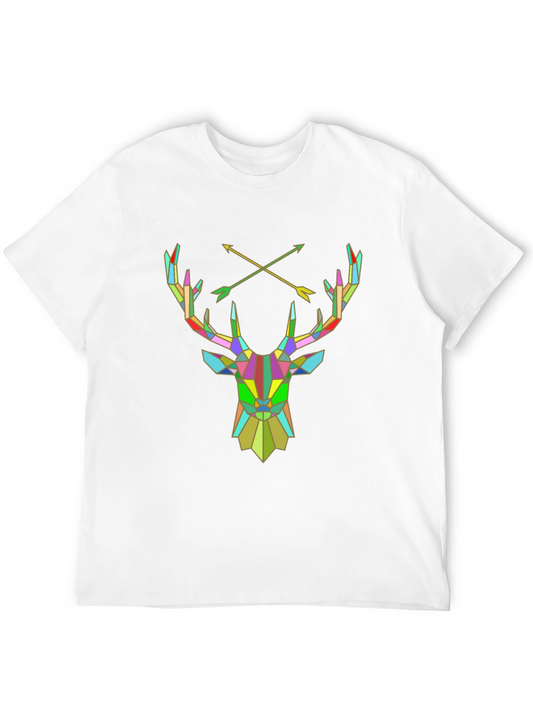Geometric Deer T-Shirt - Mens Black Tee