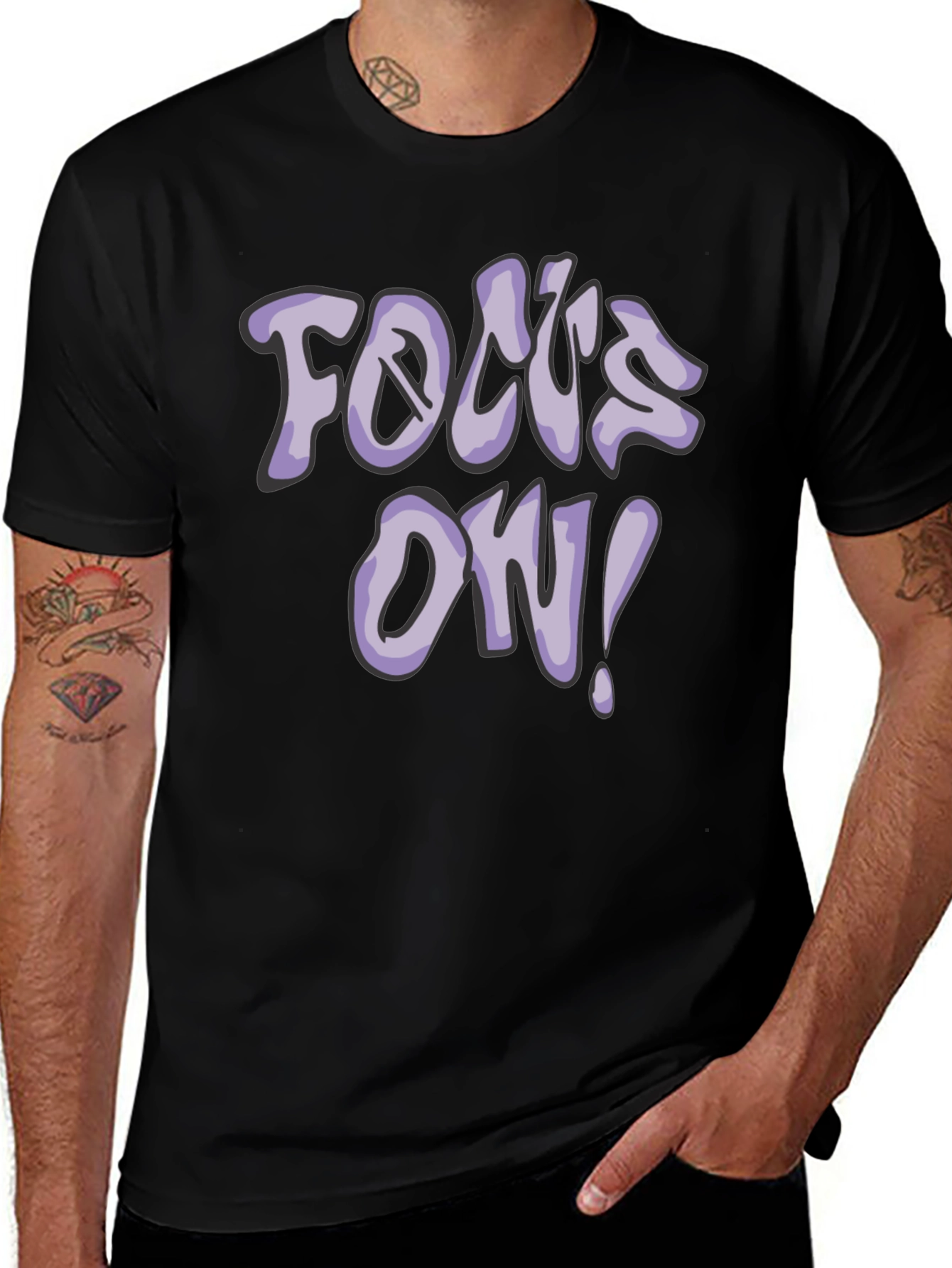 Focus On! Graphic Tee - Casual Black T-Shirt