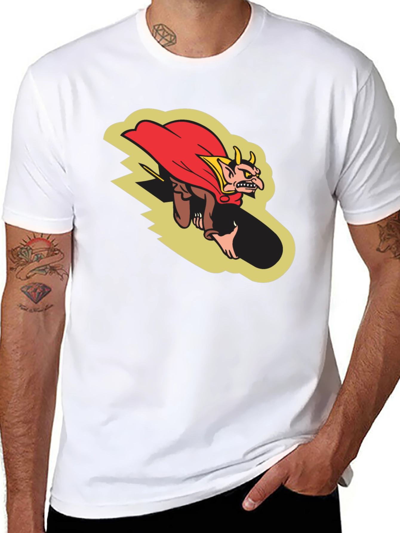 Devil Cartoon Graphic Black T-Shirt