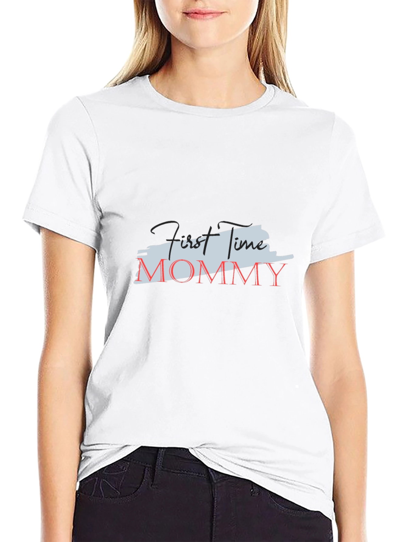 First Time Mommy Black Tee
