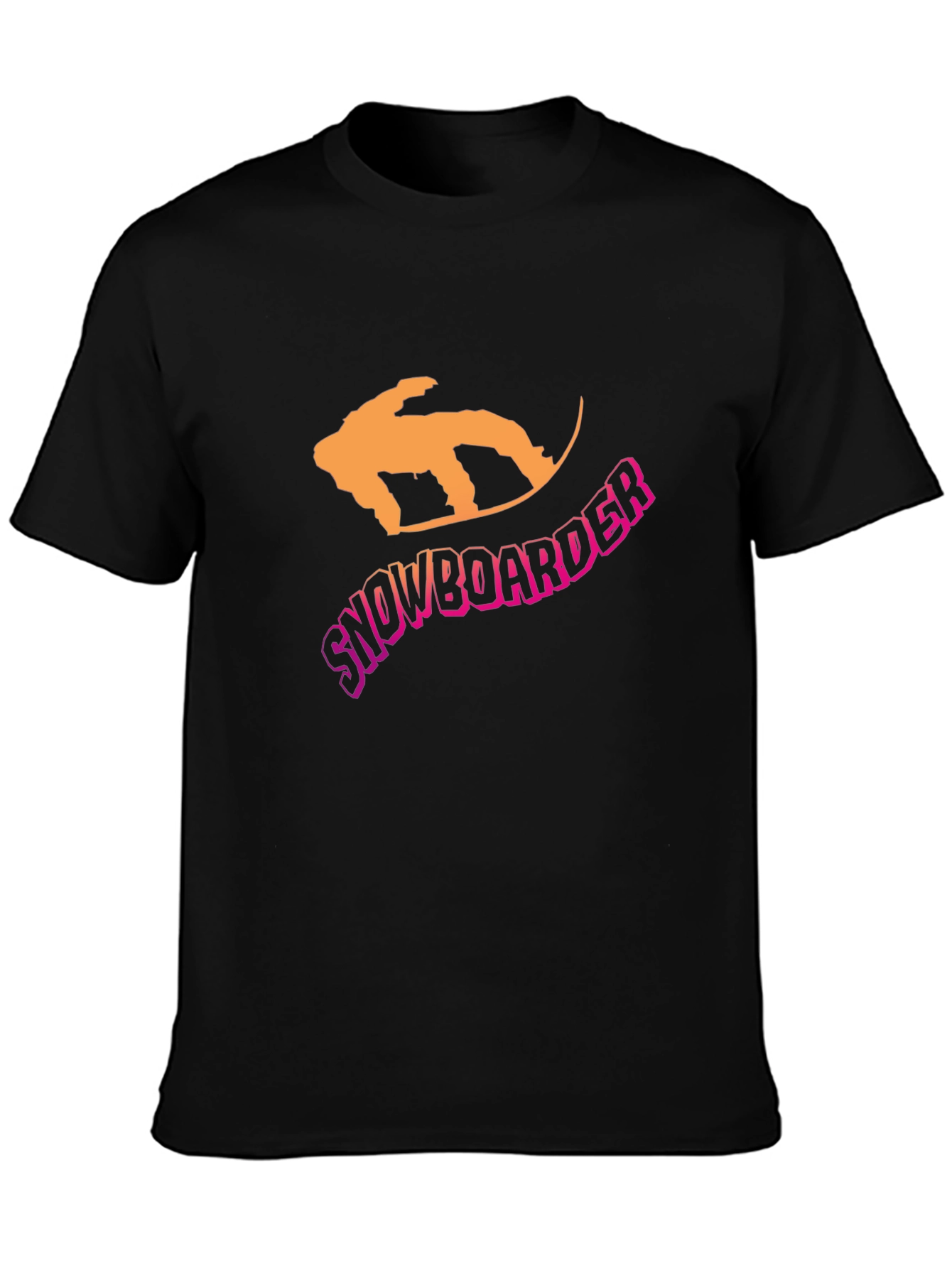 Snowboarder Graphic Tee - Black Crew Neck T-Shirt