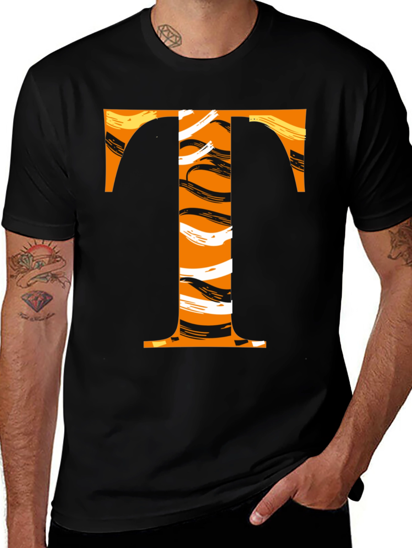 Bold T Graphic Tee - Black Cotton T-Shirt