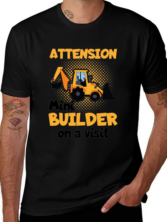 Attention Mini Builder T-Shirt - Construction Vehicle Tee