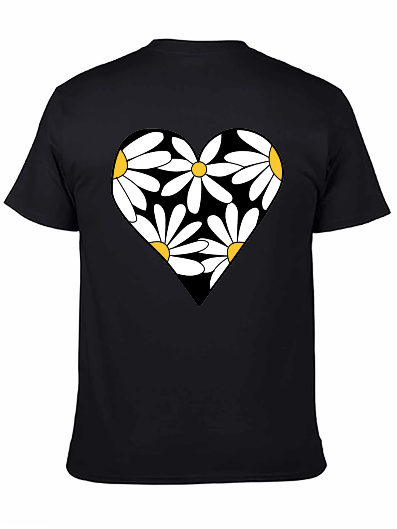 Daisy Heart Graphic Black T-Shirt