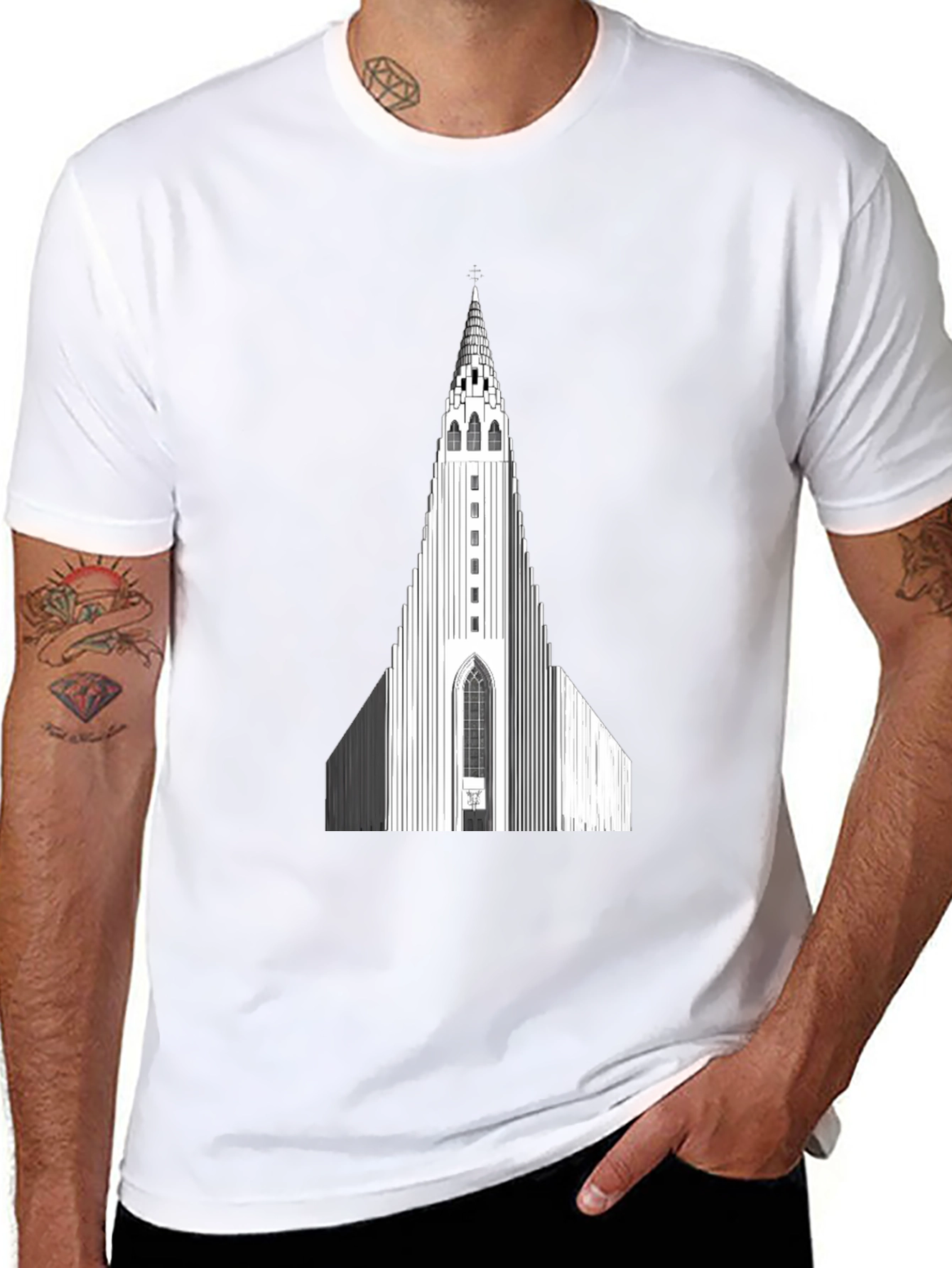 Hallgrímskirkja Church Graphic Tee - Black