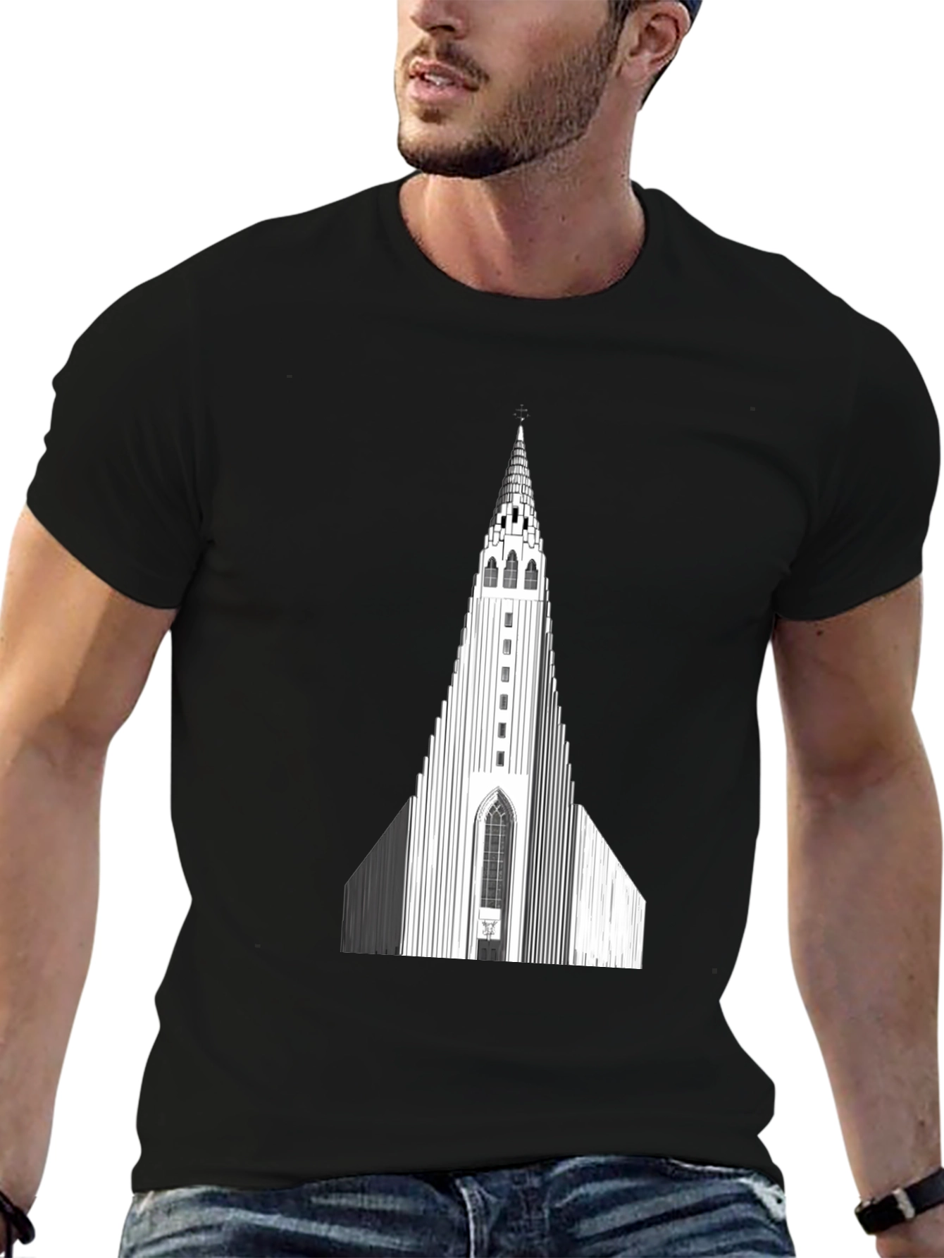 Hallgrímskirkja Church Graphic Tee - Black