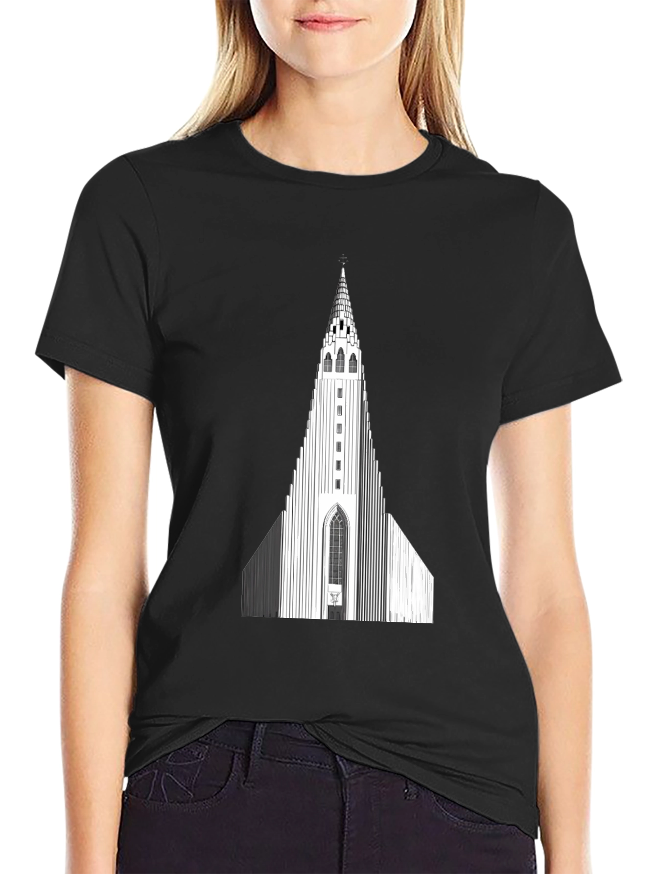 Hallgrímskirkja Church Graphic Tee - Black