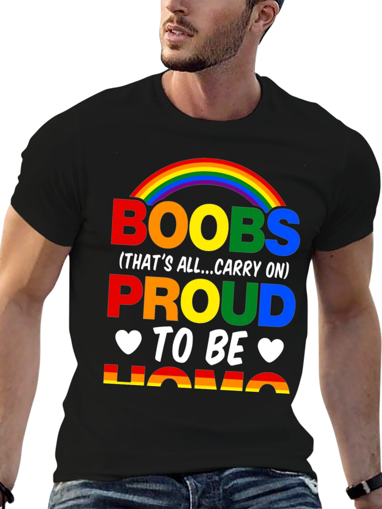 Boobs Proud to be Homo Rainbow T-Shirt