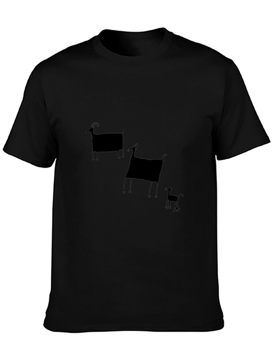 Black T-Shirt with Goat Print