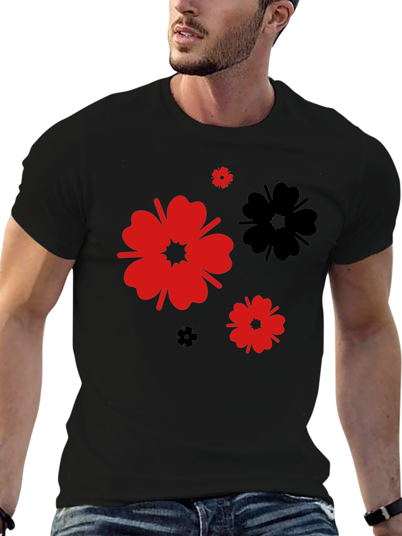Black Floral Print T-Shirt