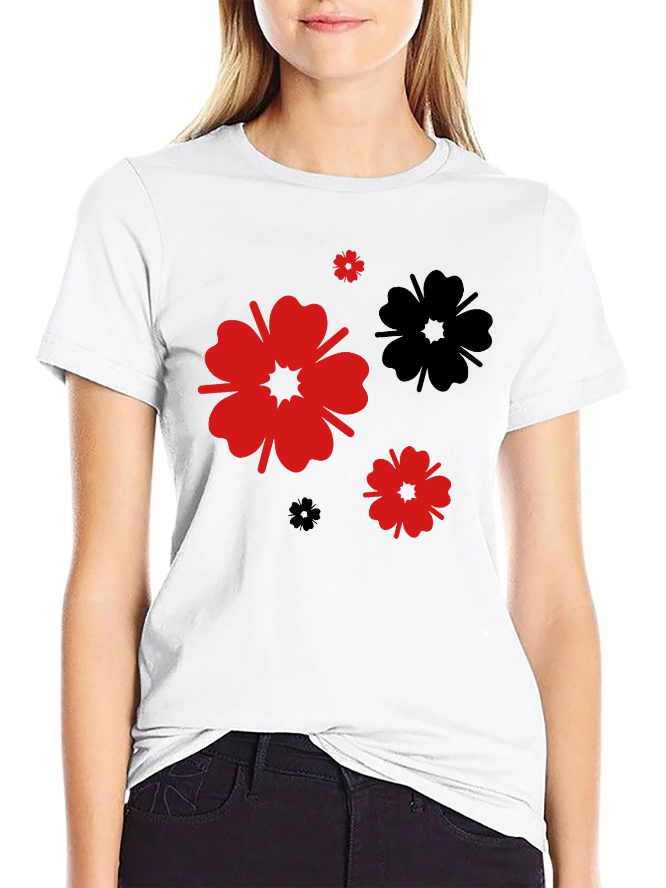 Black Floral Print T-Shirt