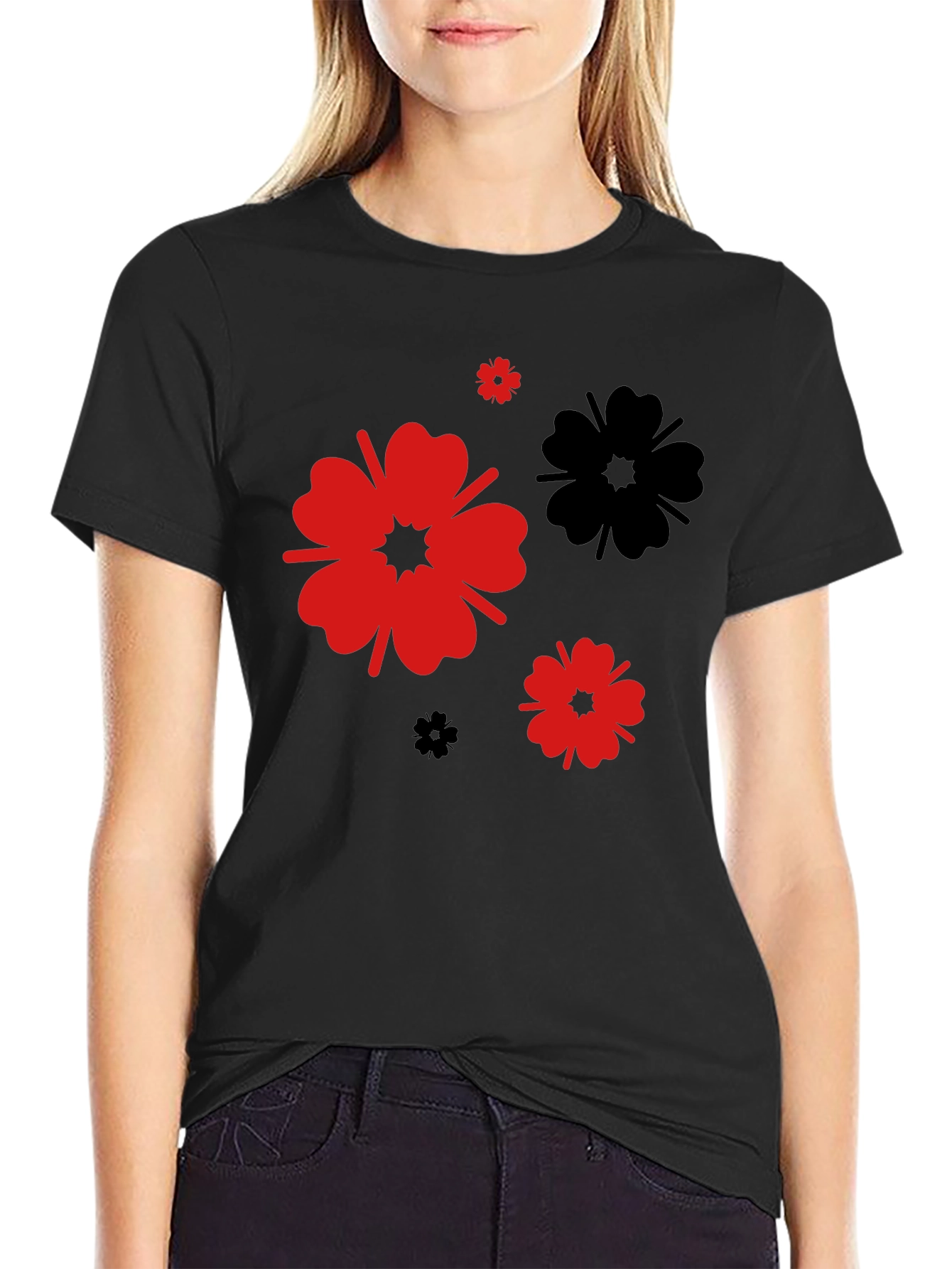 Black Floral Print T-Shirt