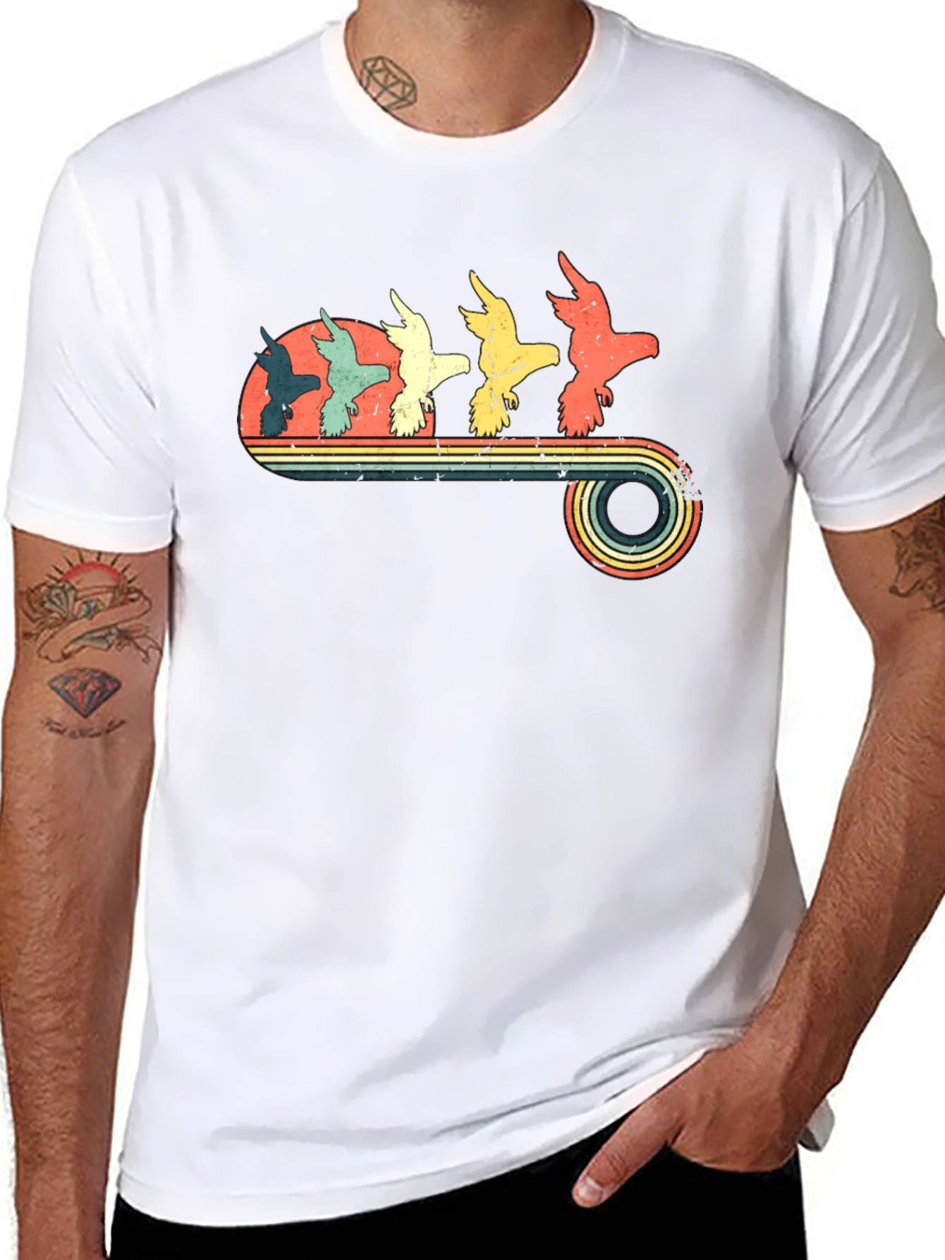 Retro Birds Graphic T-Shirt