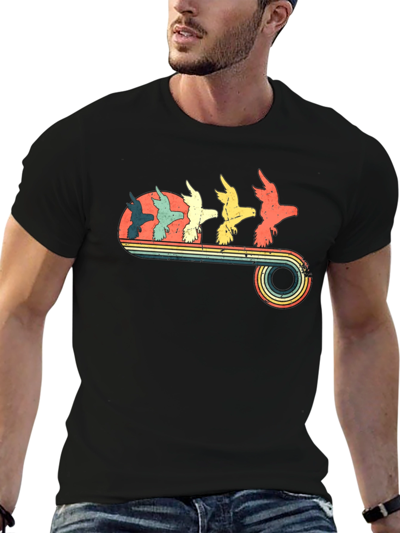 Retro Birds Graphic T-Shirt