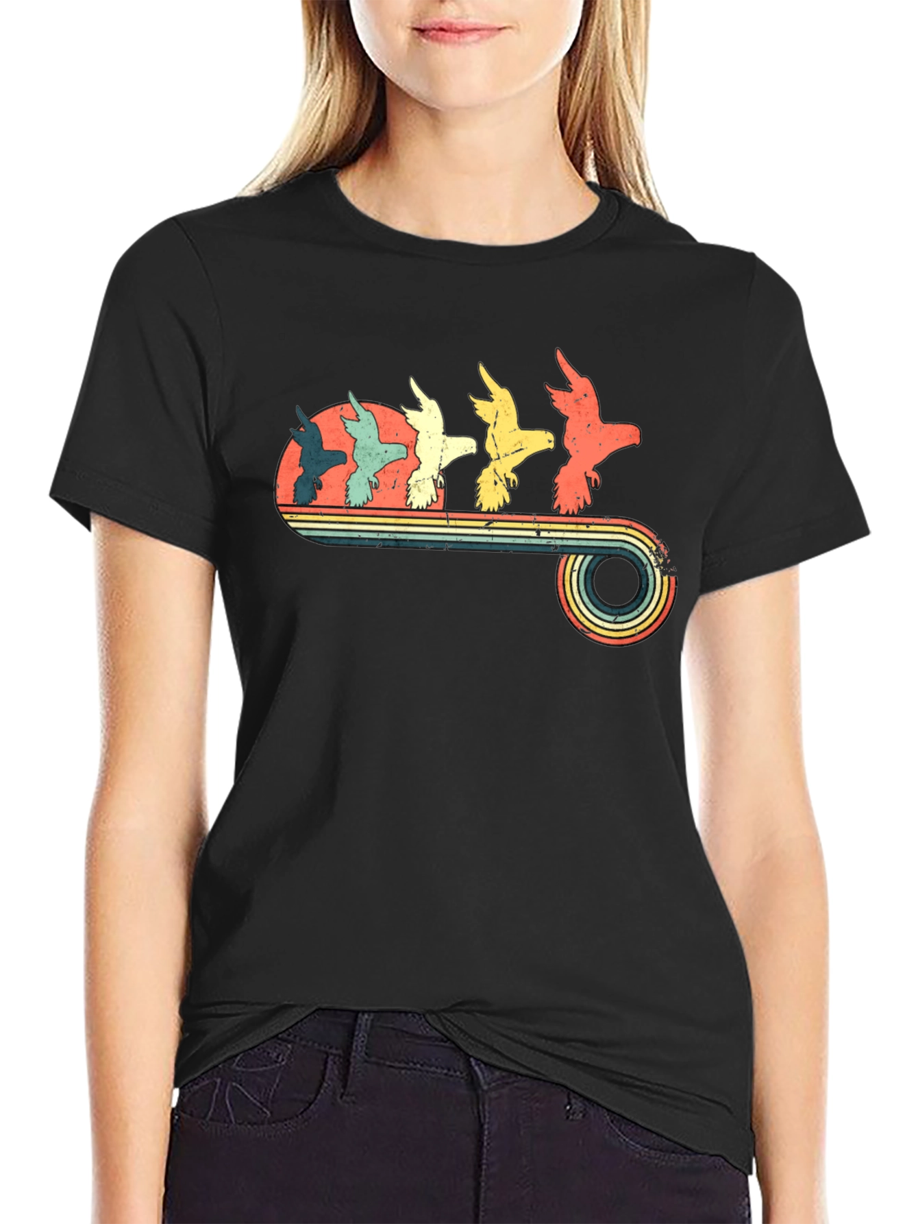 Retro Birds Graphic T-Shirt