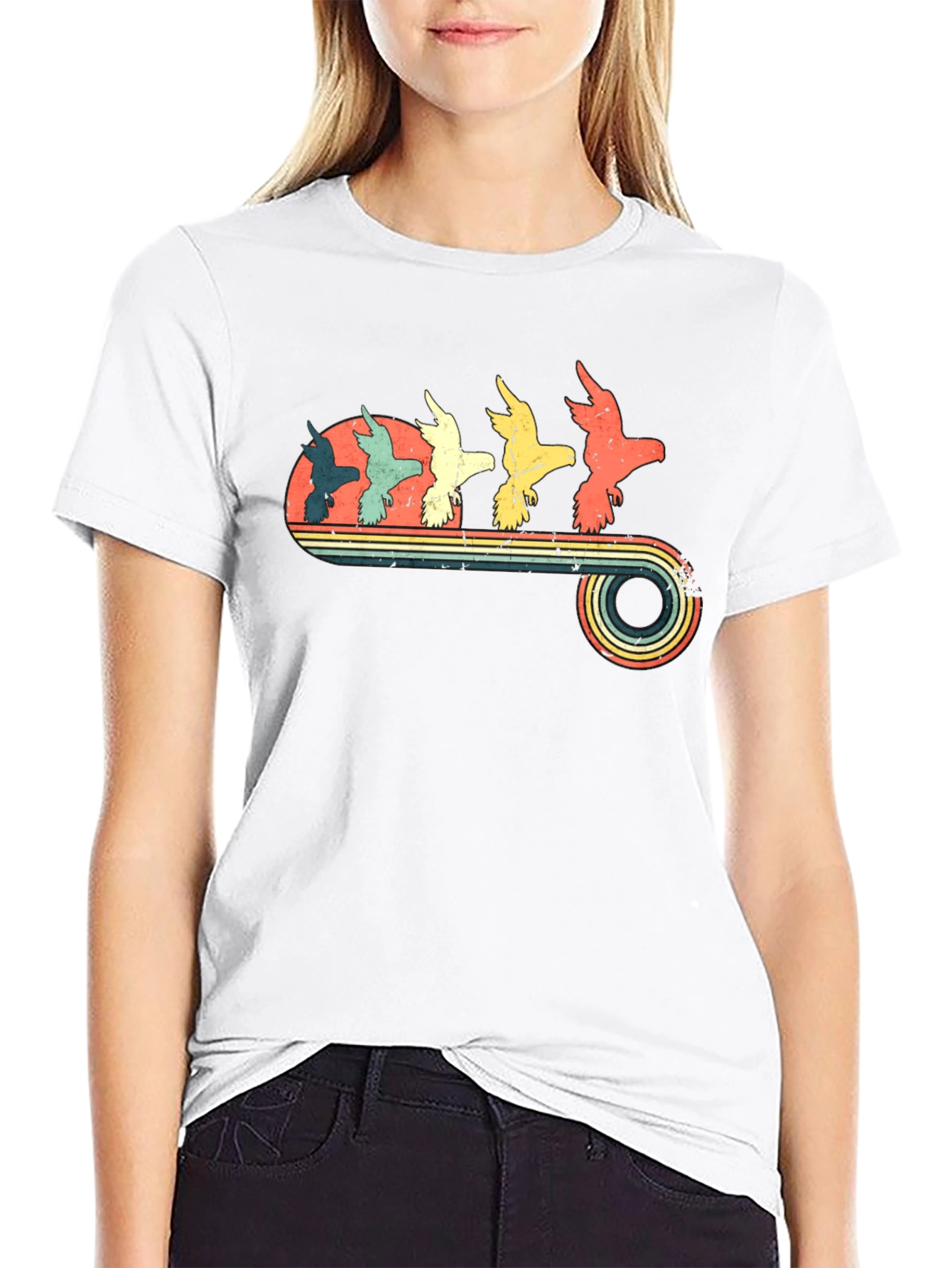 Retro Birds Graphic T-Shirt