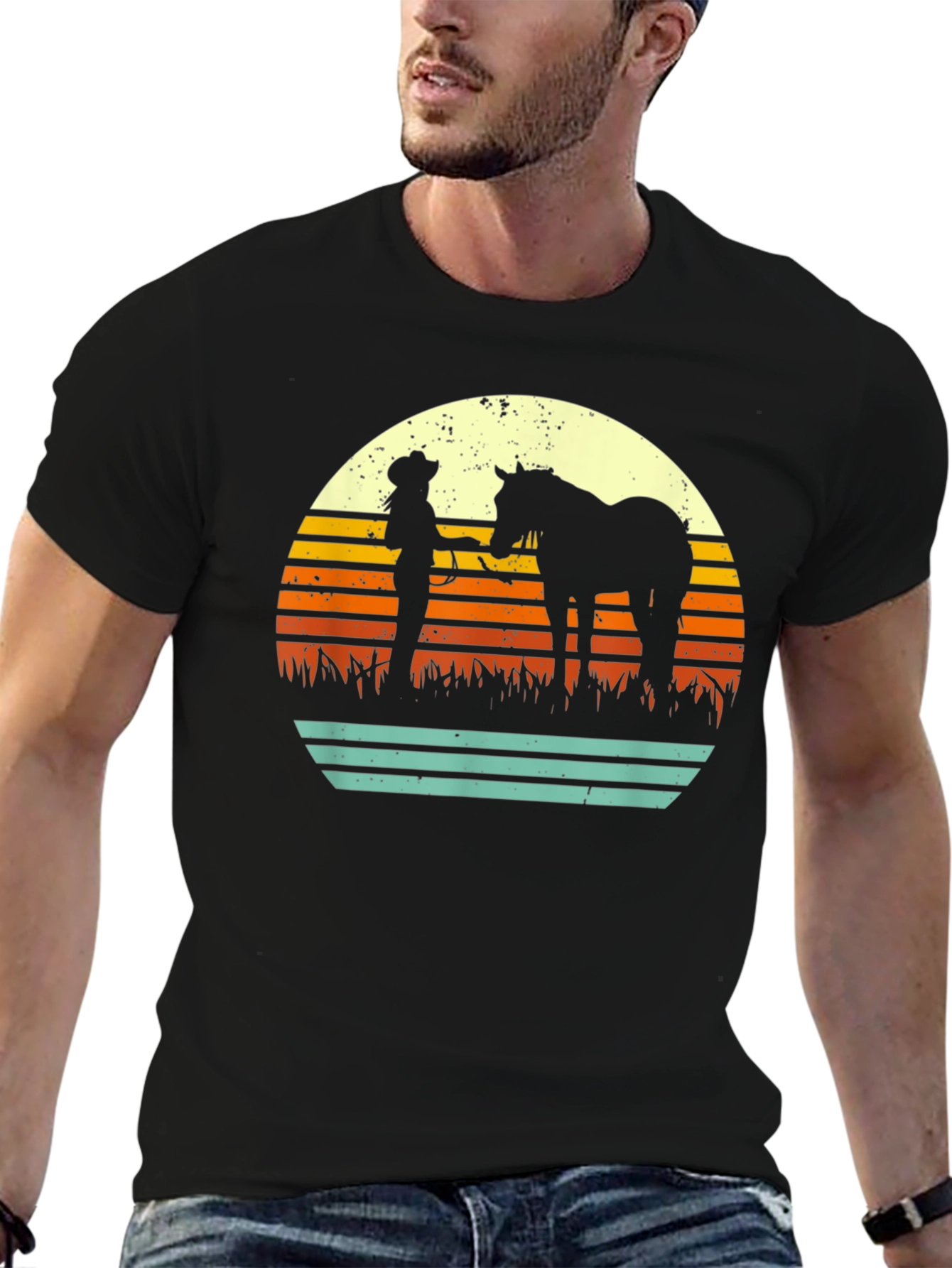 Retro Horse & Rider Silhouette Graphic Tee