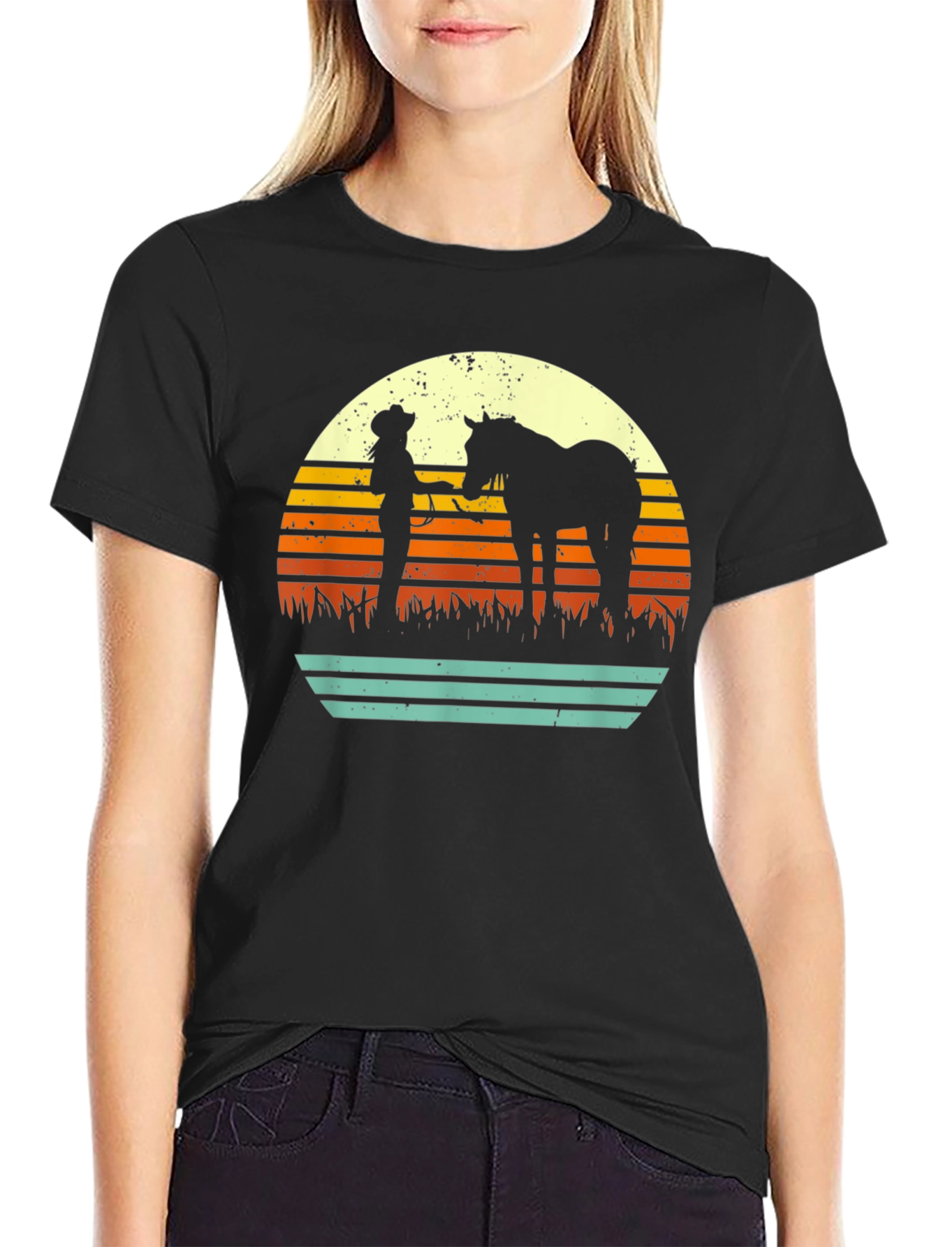 Retro Horse & Rider Silhouette Graphic Tee