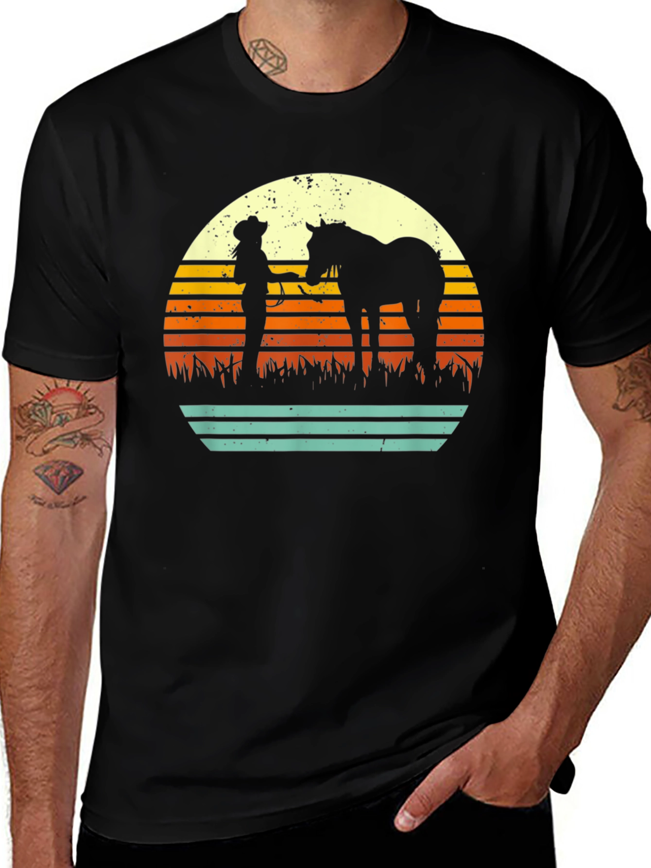 Retro Horse & Rider Silhouette Graphic Tee