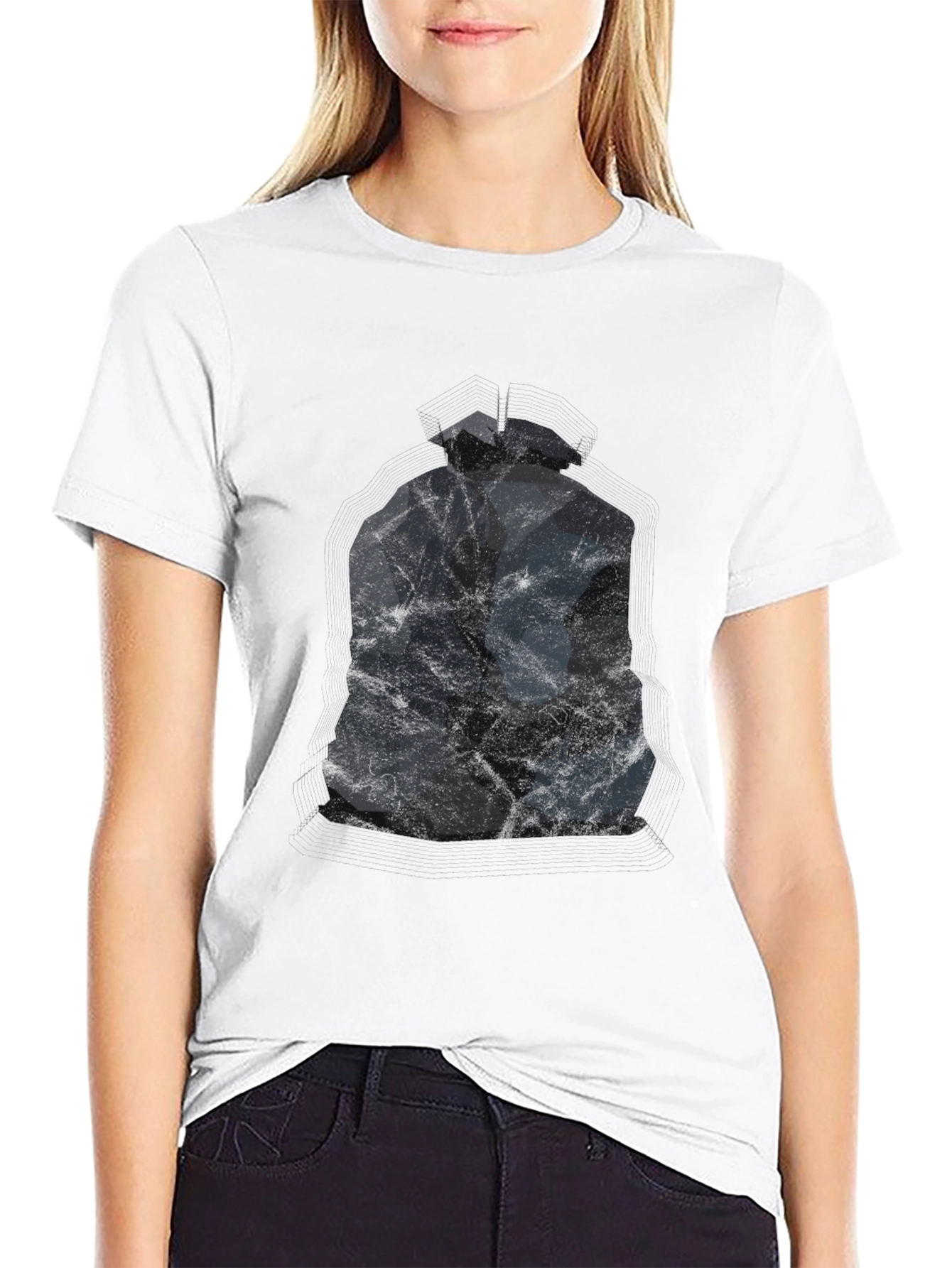 Abstract Geometric Figure Black T-Shirt